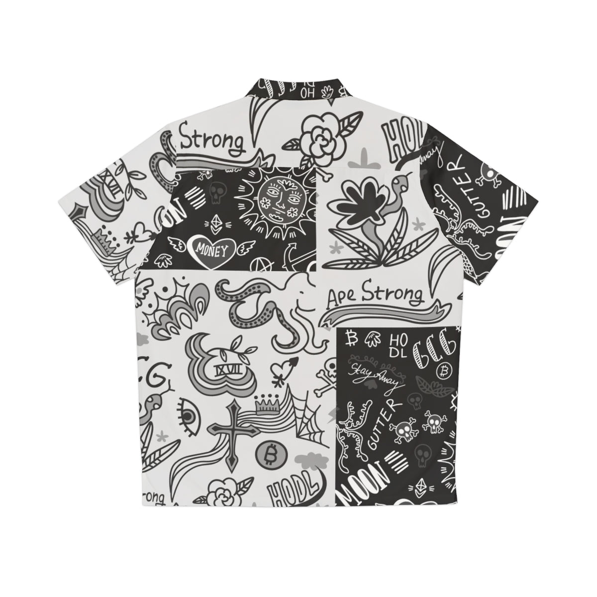 Grey & Black Tat Hawaiian Shirt