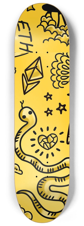 8-1/4 Gold Tat Skateboard Deck