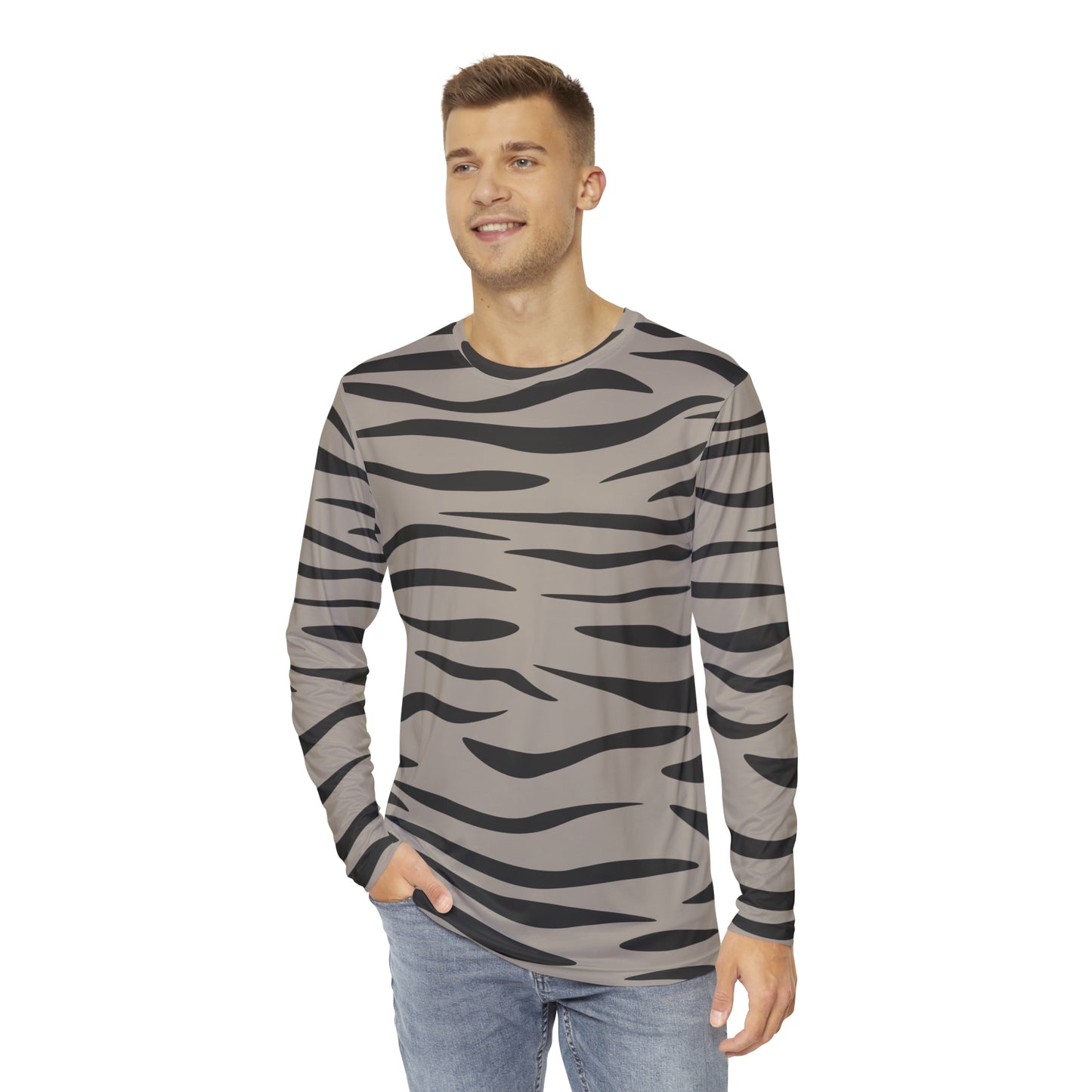Grey Tabby Fur Long Sleeve Shirt