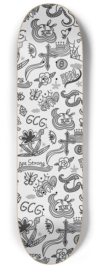 8-1/4 Grey Tat Skateboard Deck