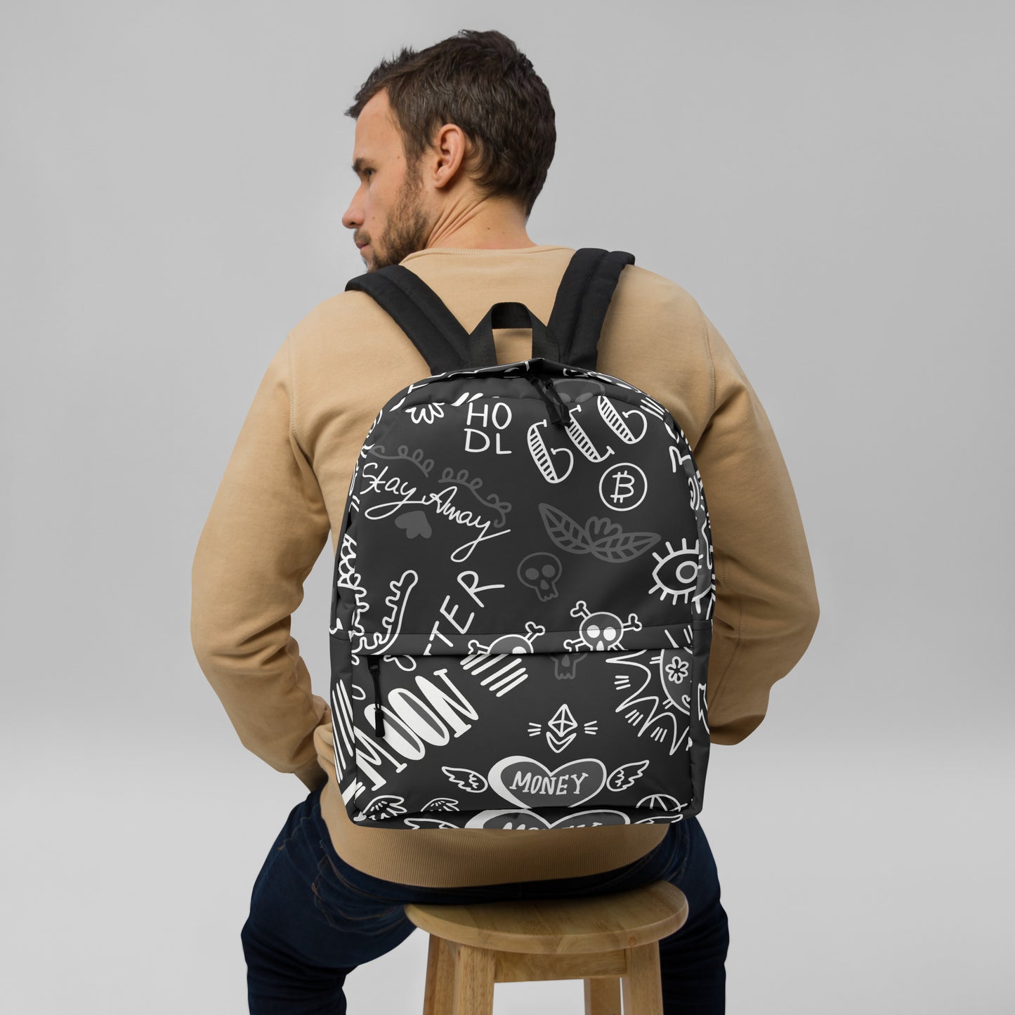 Black Tat Fur Backpack