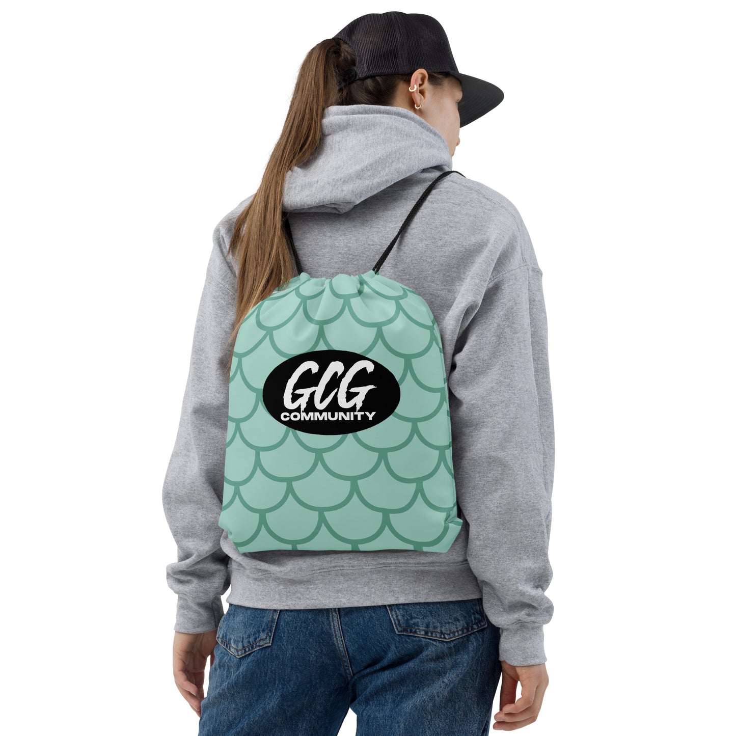 Fish Scale Fur Drawstring Bag