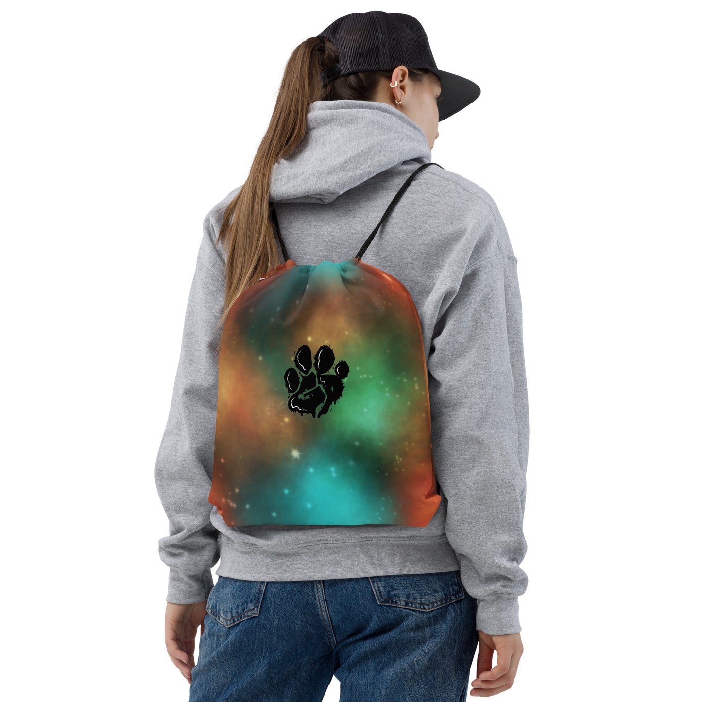 Galaxy Fur Drawstring Bag
