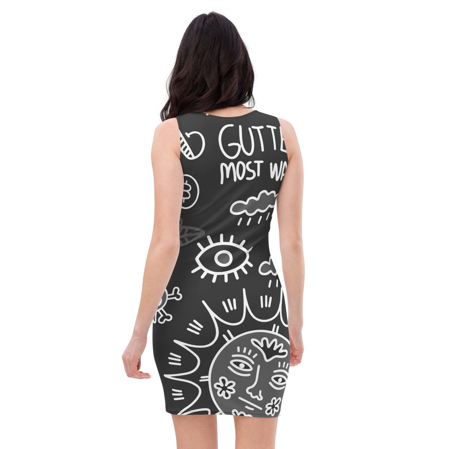 Black Tat Fur Cut & Sew Dress