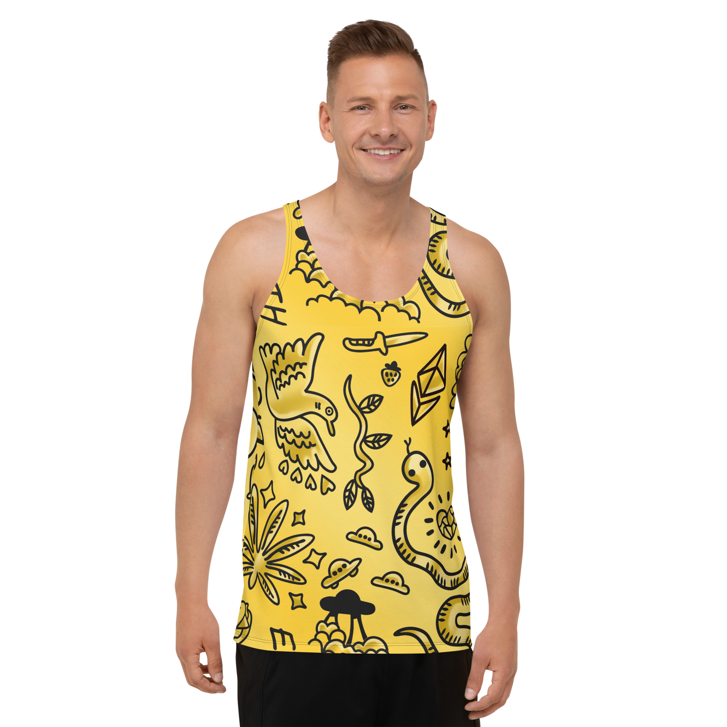 Gold Tat Fur Tank Top