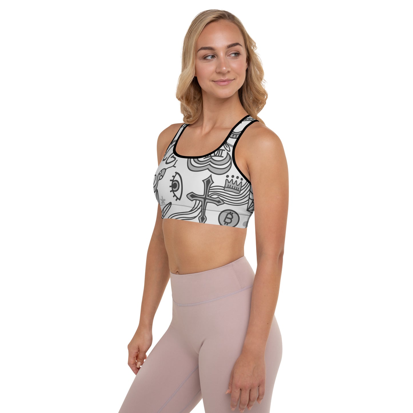 Grey Tat Fur Padded Sports Bra