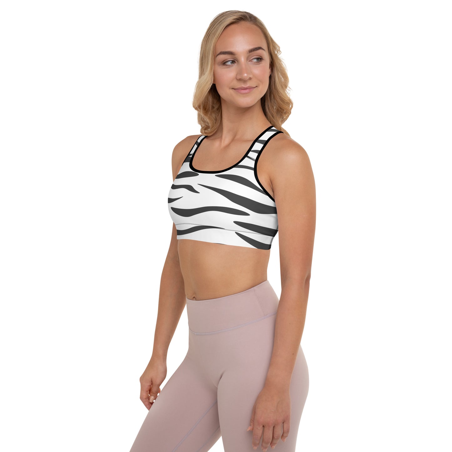 White Tiger Fur Padded Sports Bra