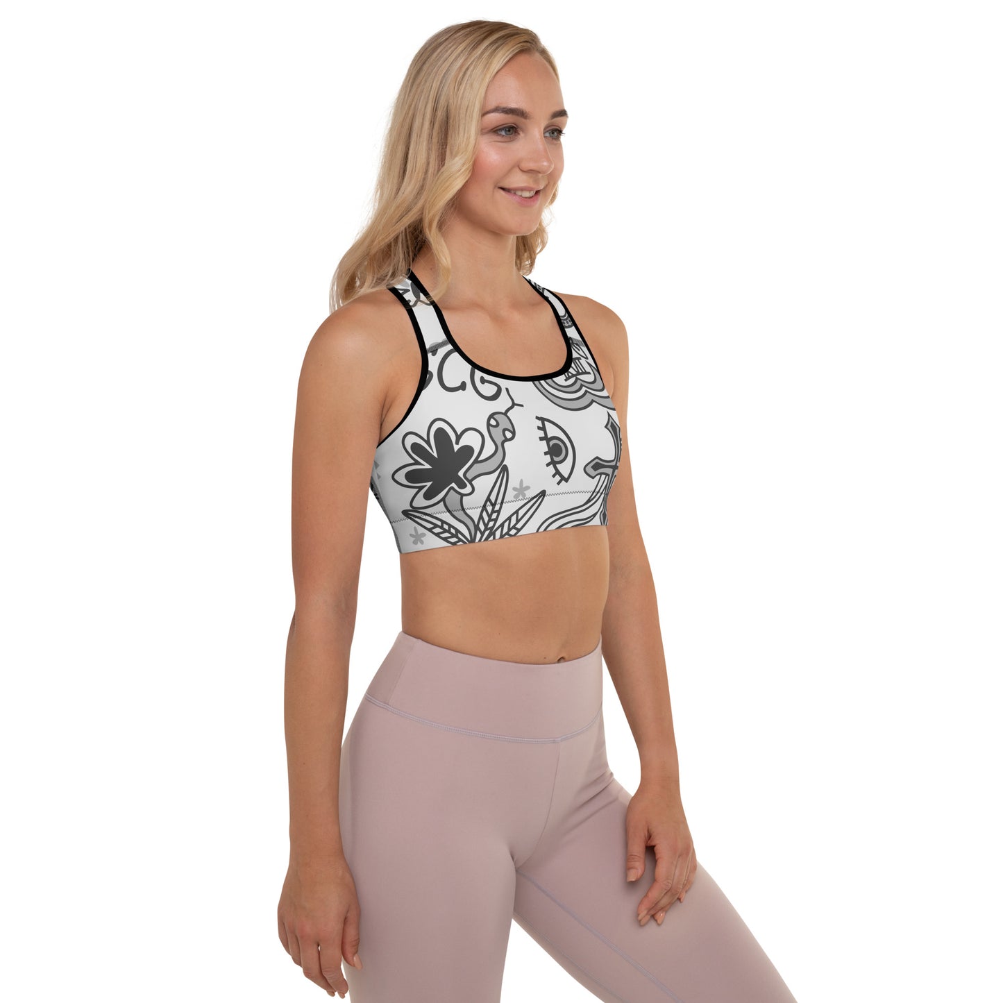 Grey Tat Fur Padded Sports Bra