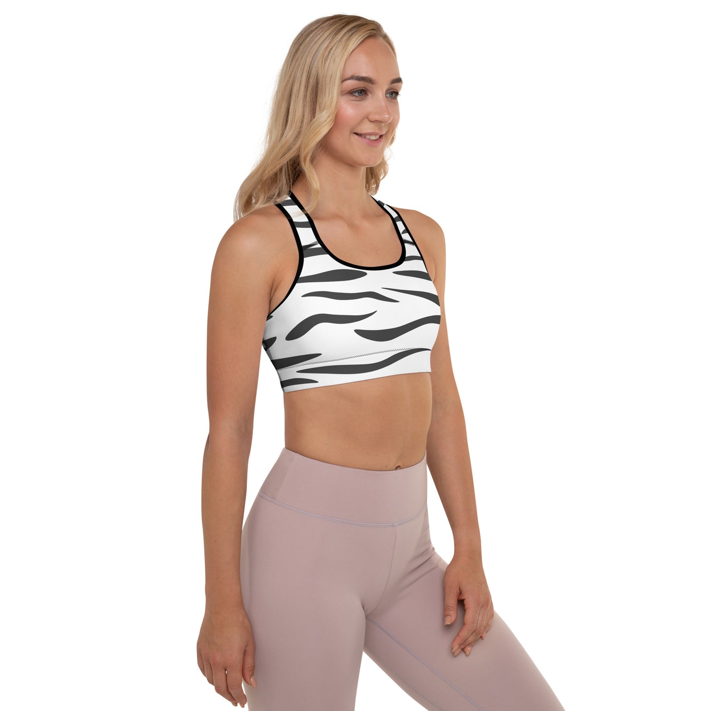 White Tiger Fur Padded Sports Bra