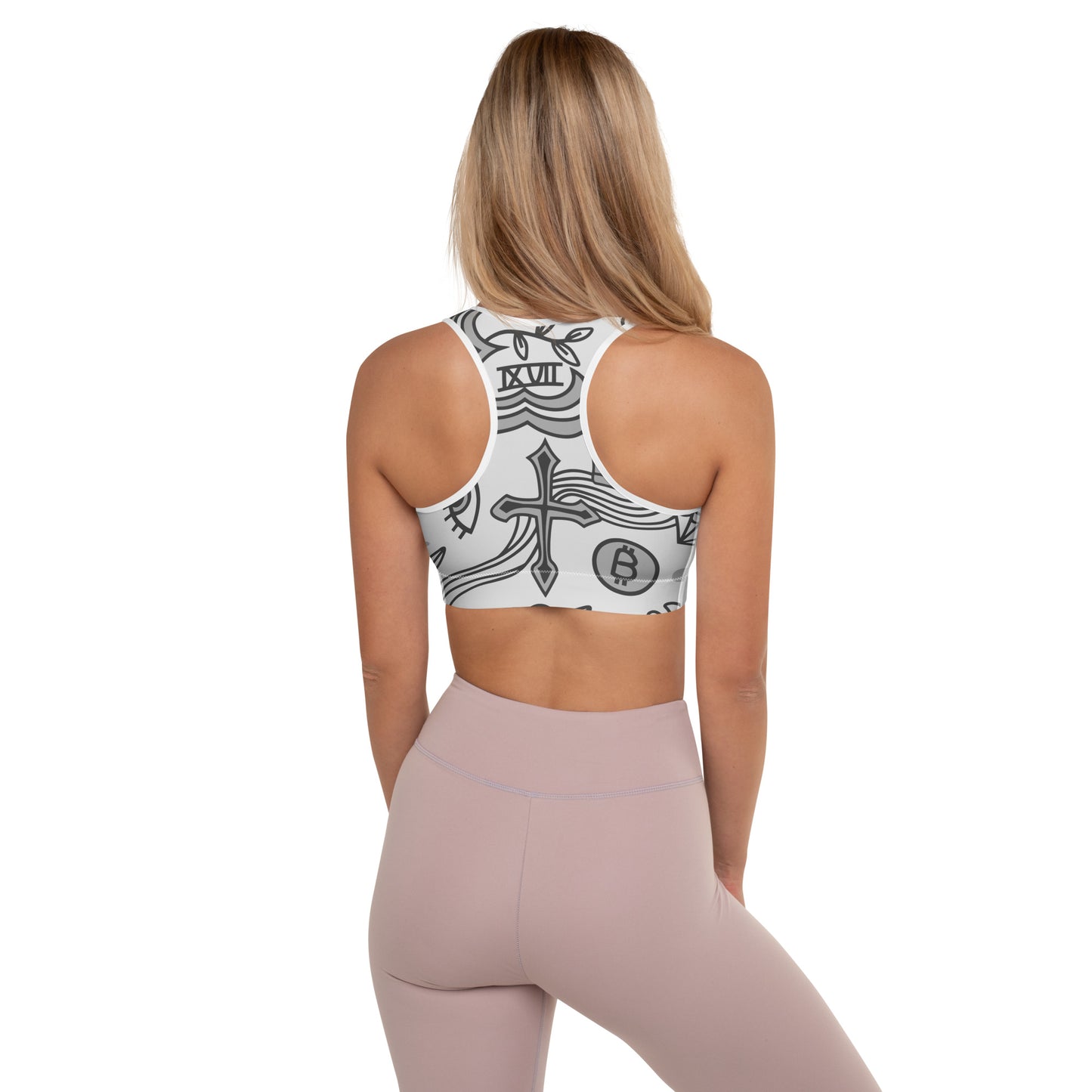 Grey Tat Fur Padded Sports Bra