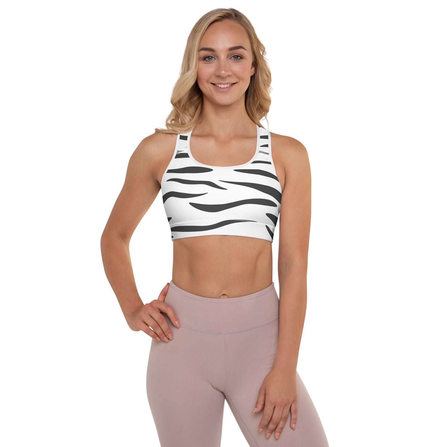 White Tiger Fur Padded Sports Bra