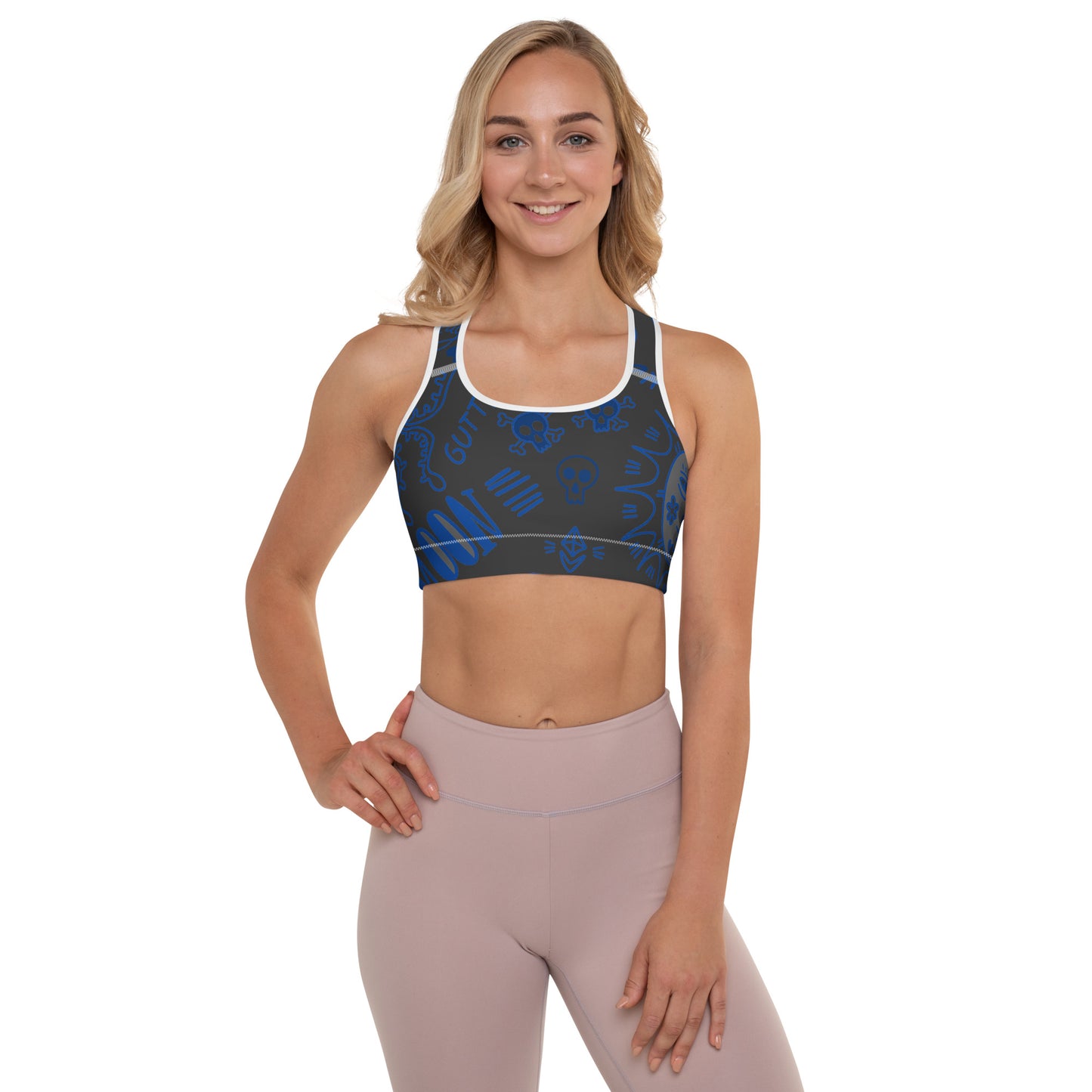 Blue Tat Fur Padded Sports Bra