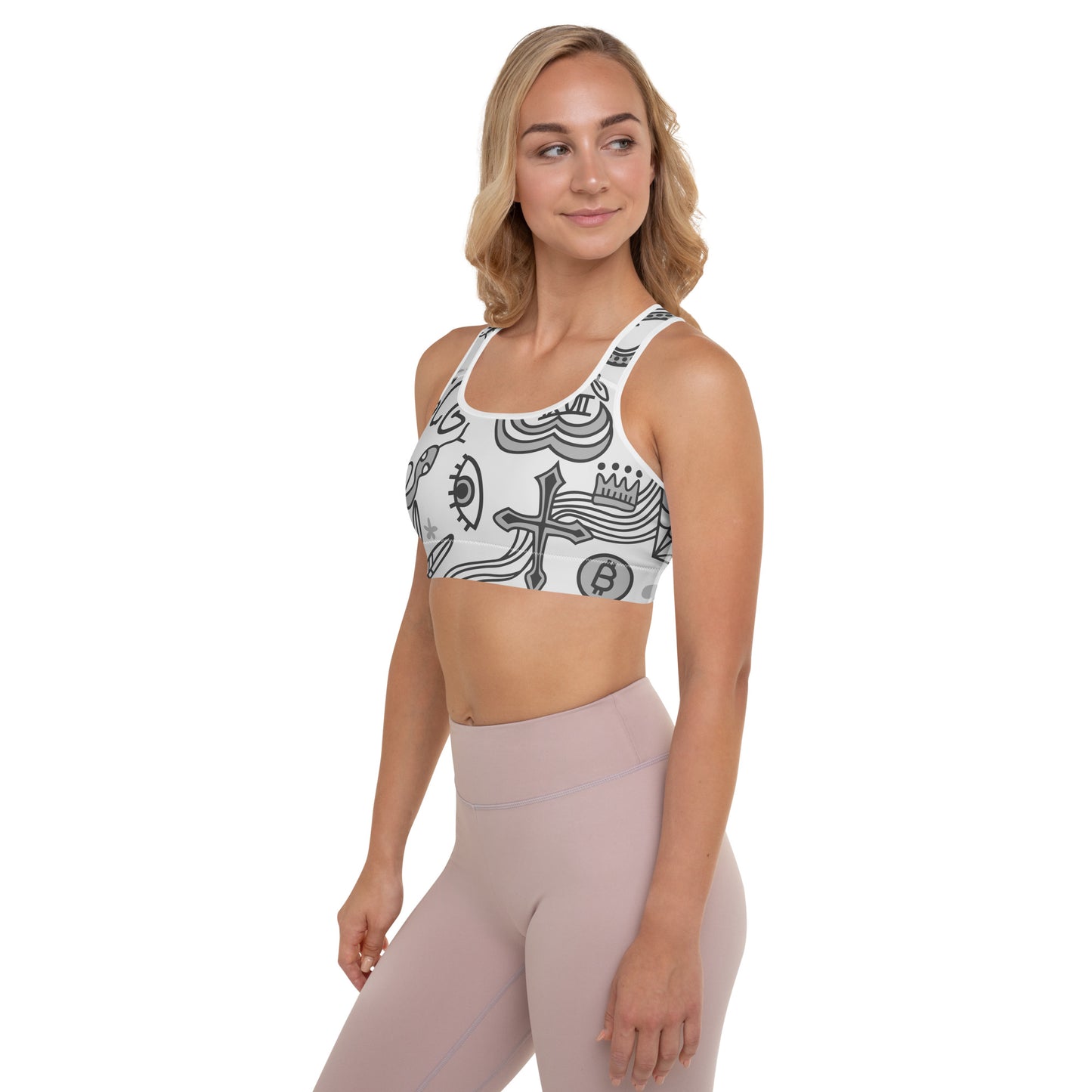 Grey Tat Fur Padded Sports Bra