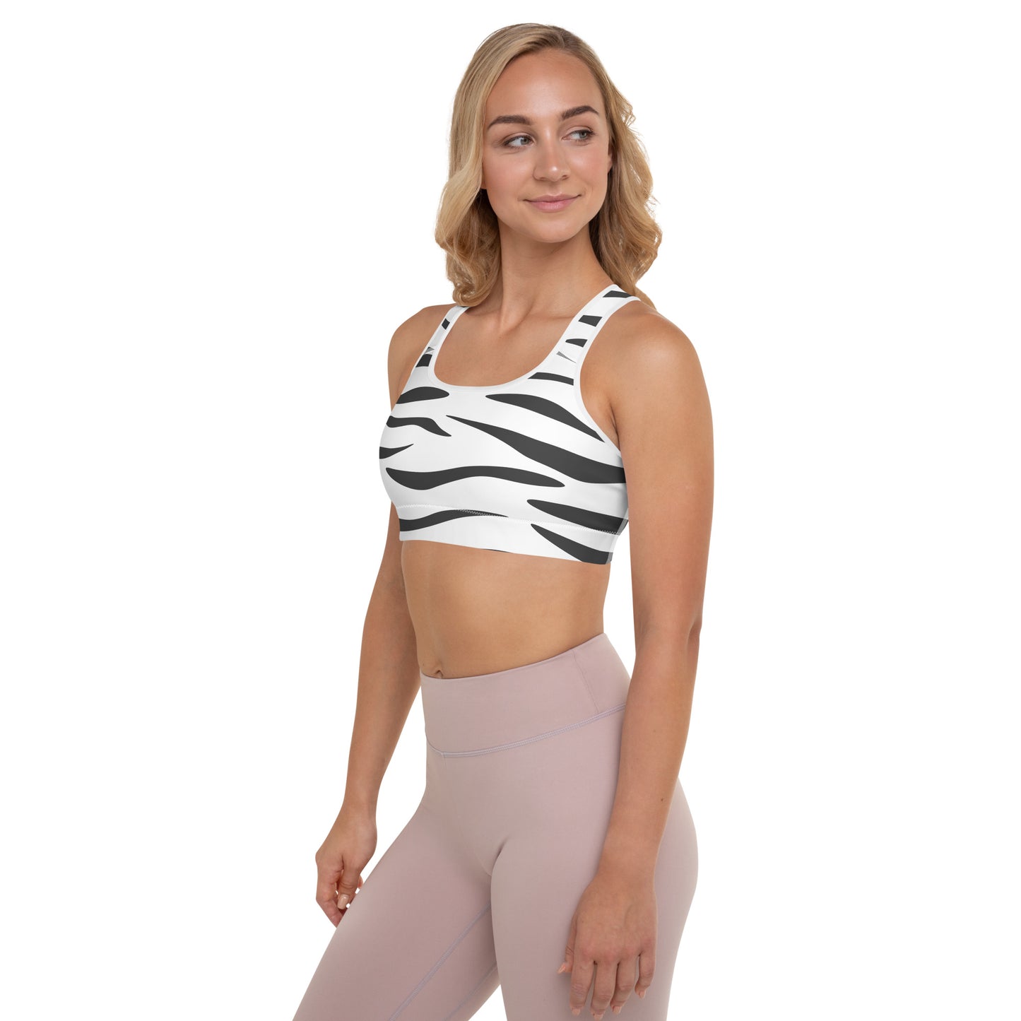 White Tiger Fur Padded Sports Bra
