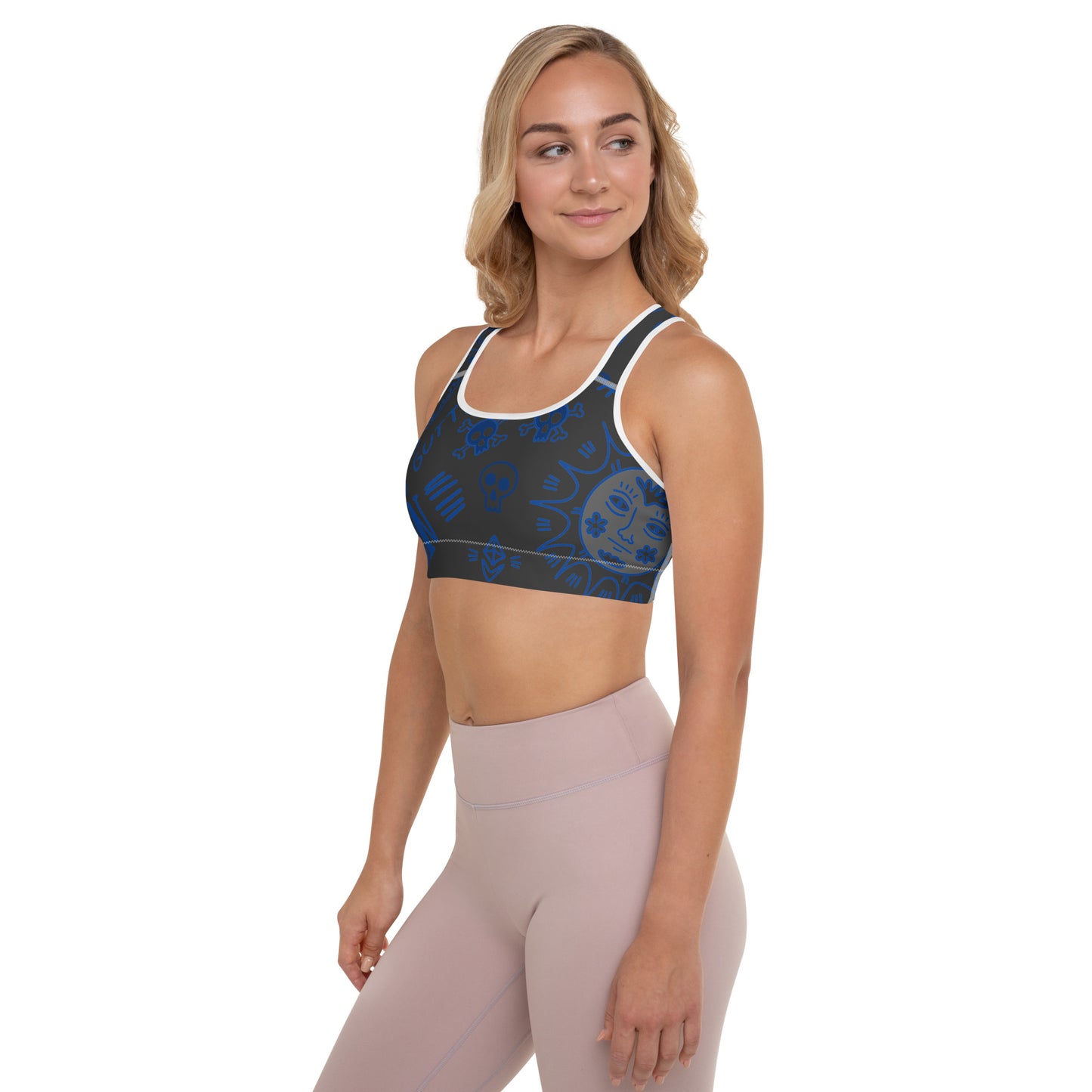 Blue Tat Fur Padded Sports Bra