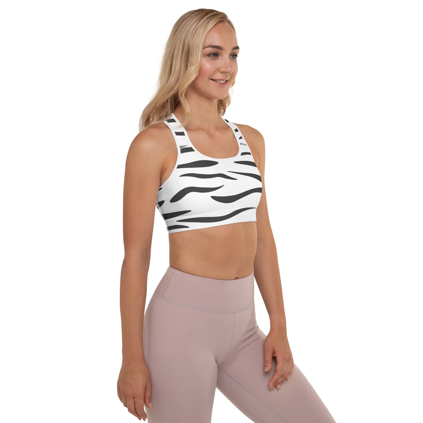 White Tiger Fur Padded Sports Bra
