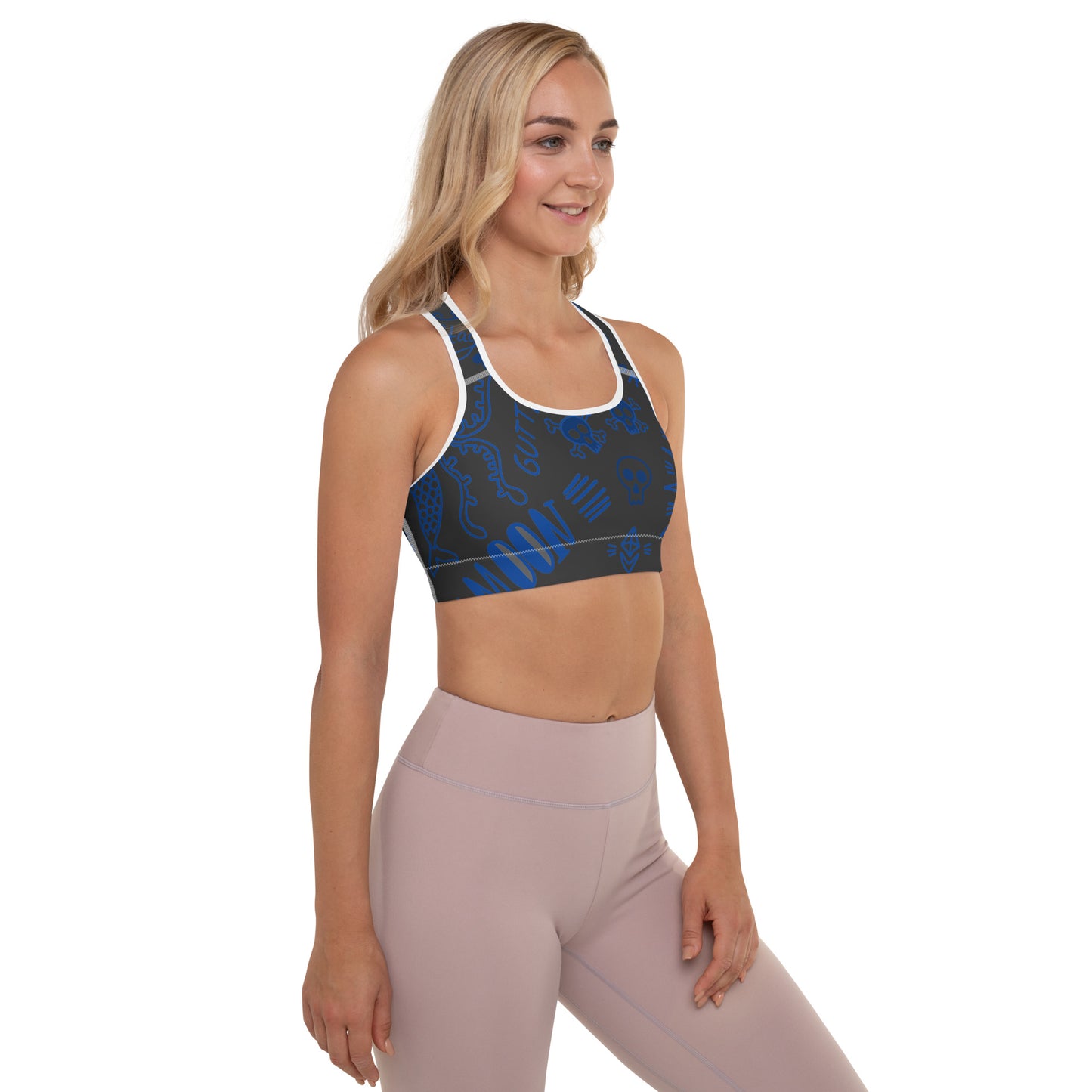 Blue Tat Fur Padded Sports Bra