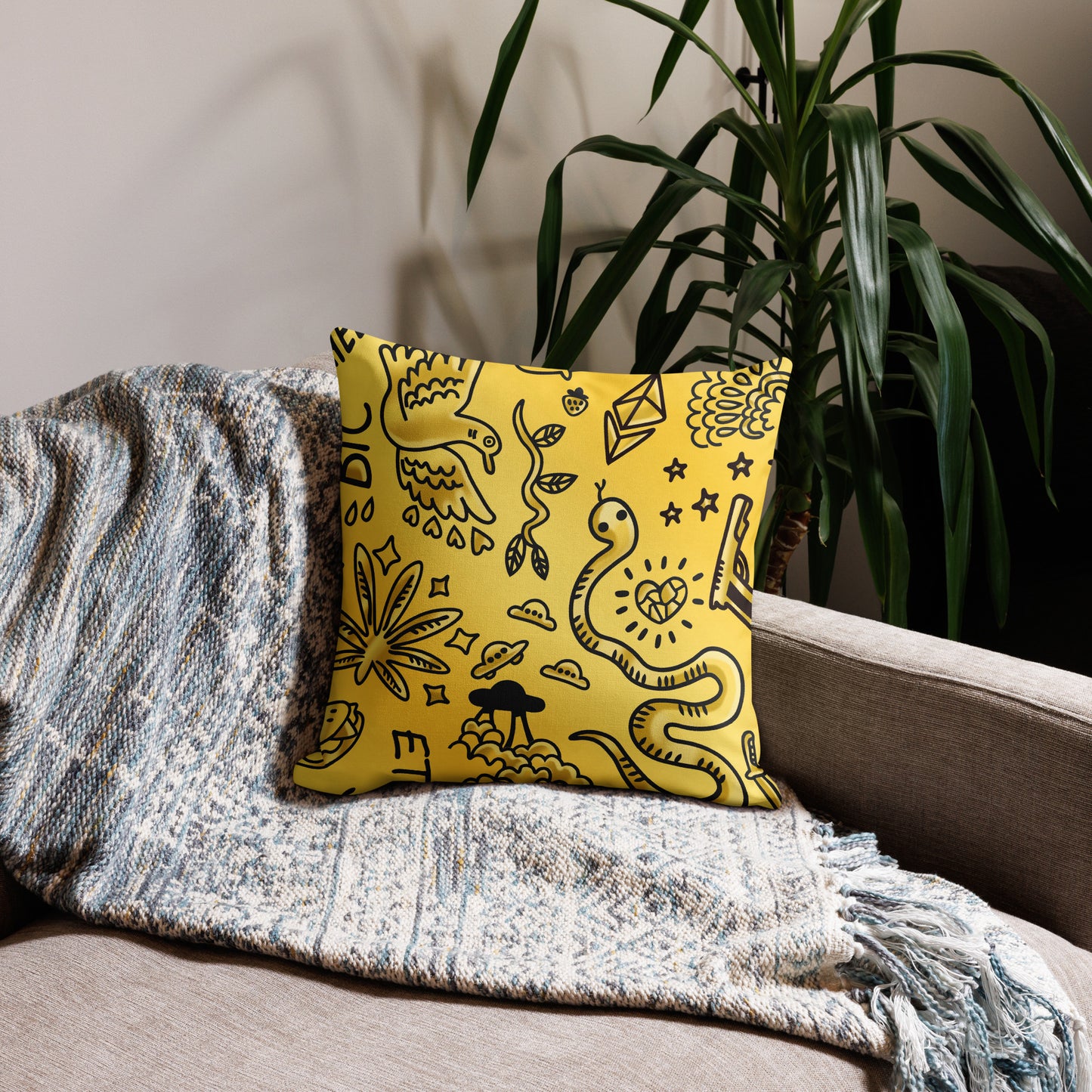 Gold Tat Fur Pillow