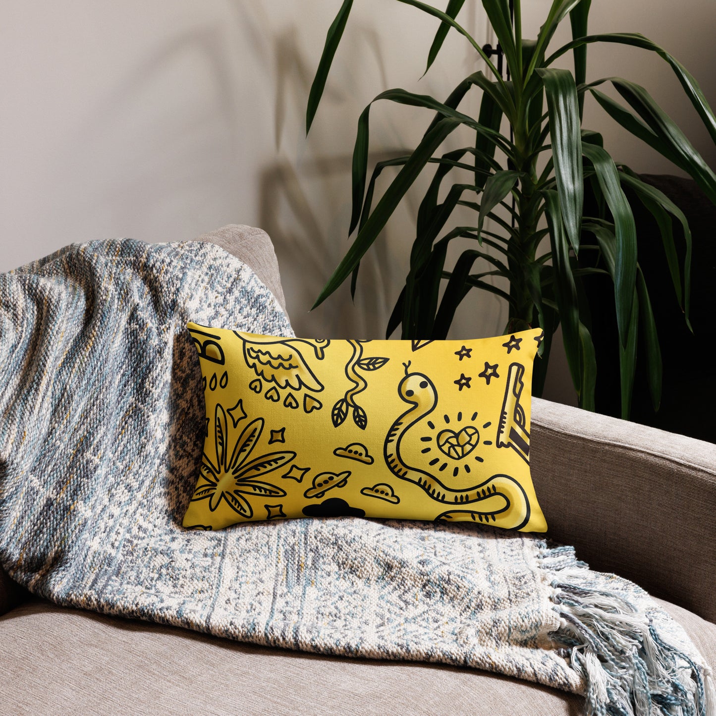Gold Tat Fur Pillow