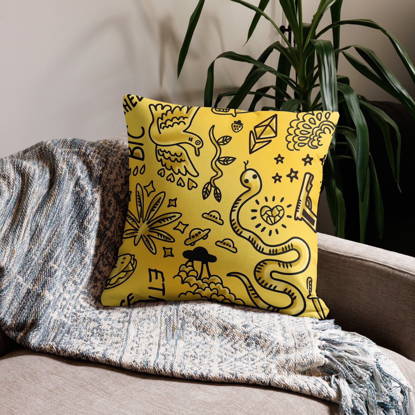 Gold Tat Fur Pillow