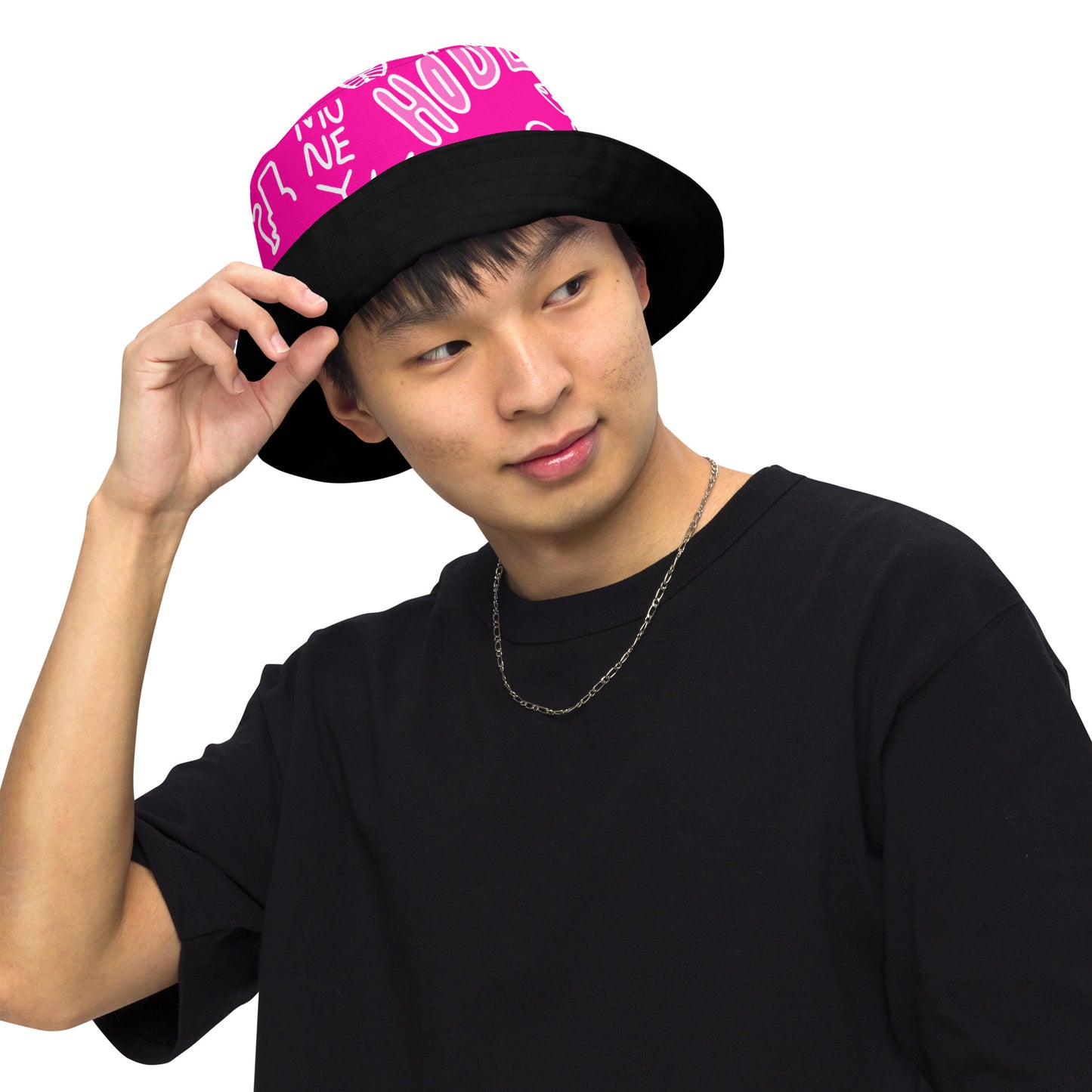 Pink Tat Fur Reversible Bucket Hat