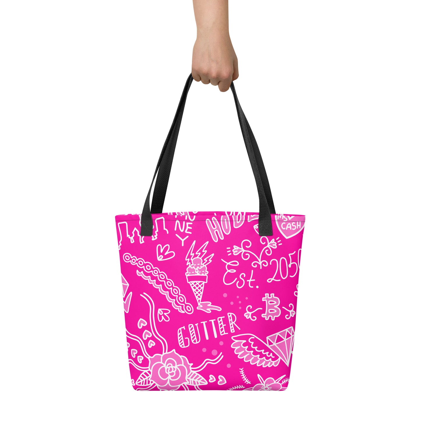 Pink Tat Fur Tote Bag