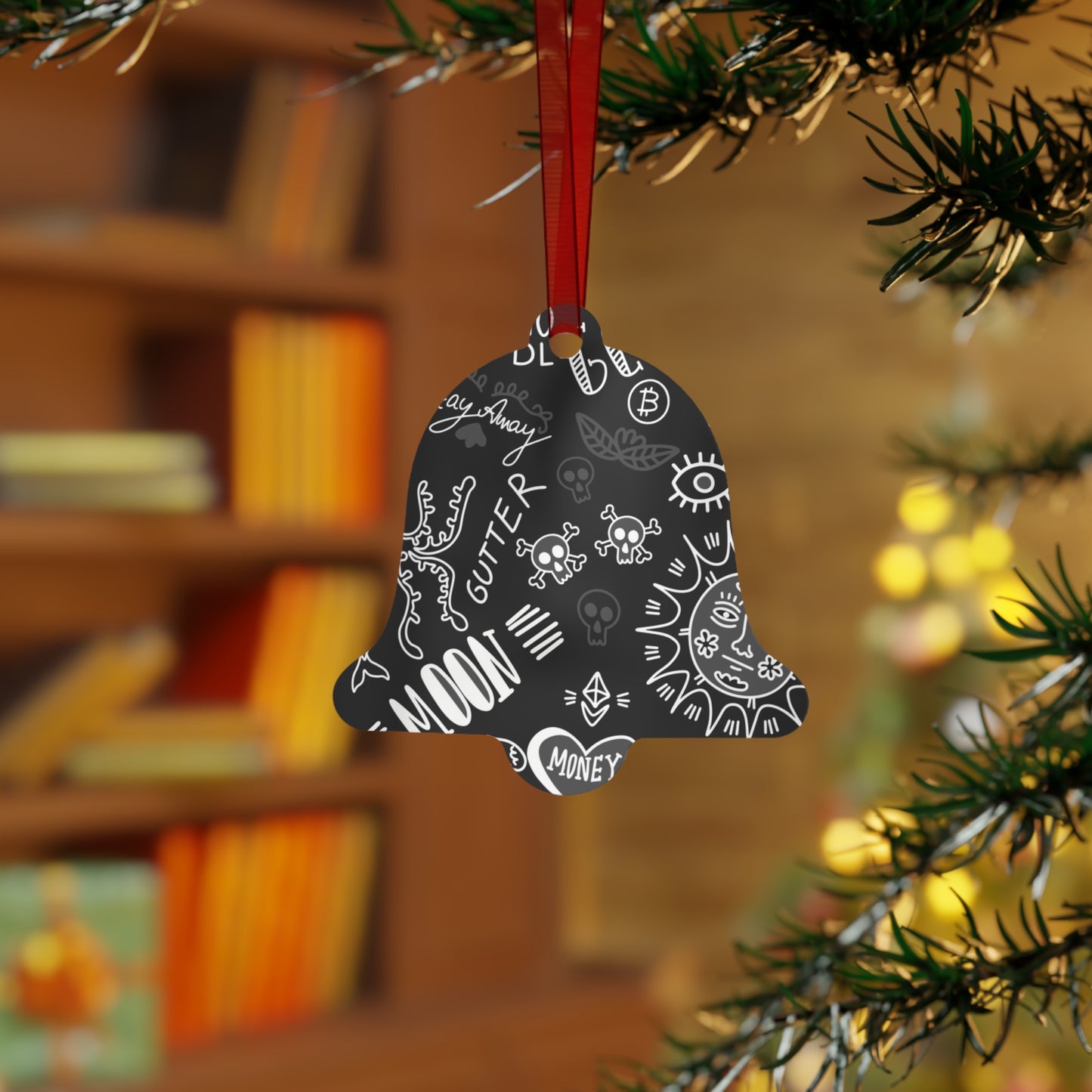 Black Tat Fur Metal Christmas Ornament