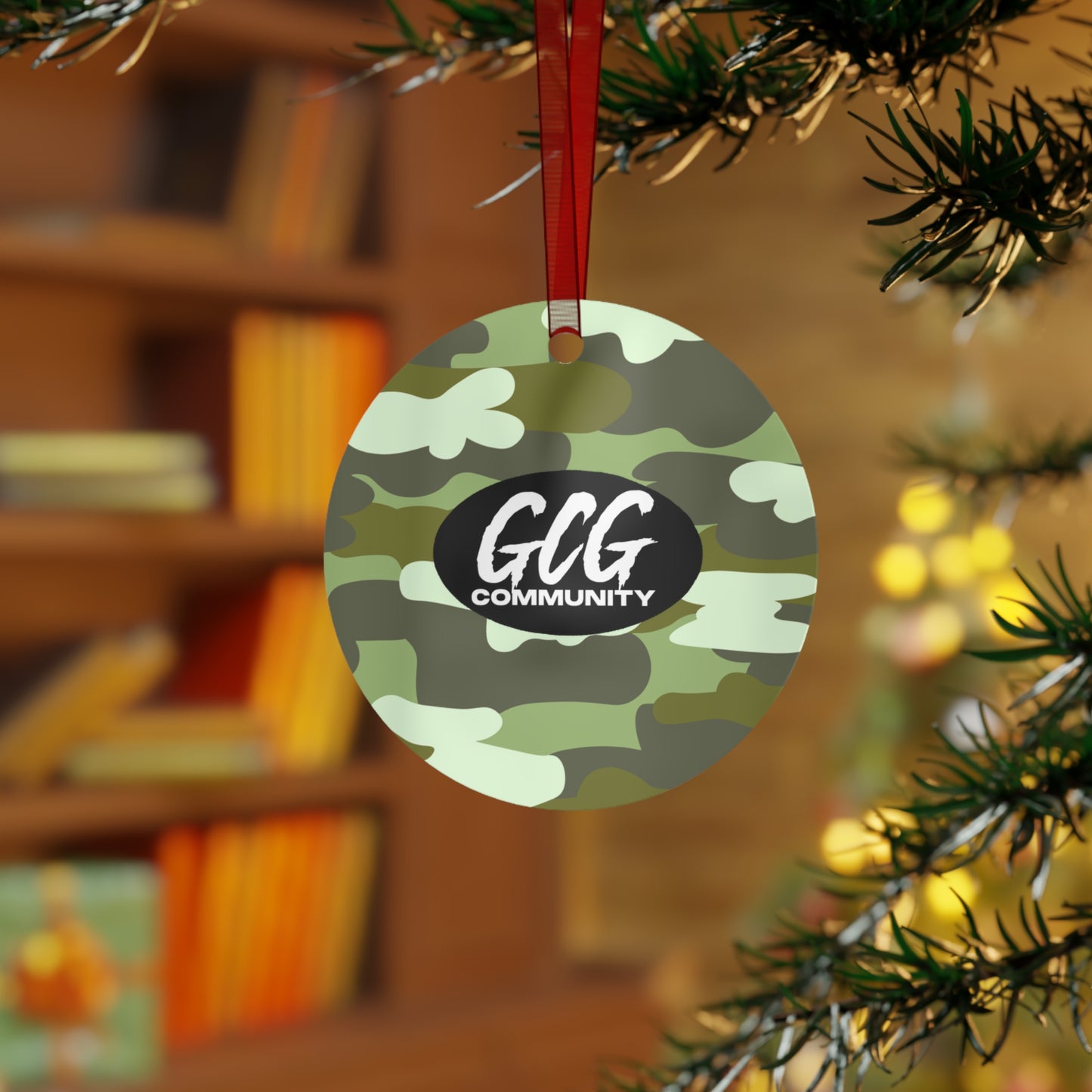 Camo Fur Metal Christmas Ornament