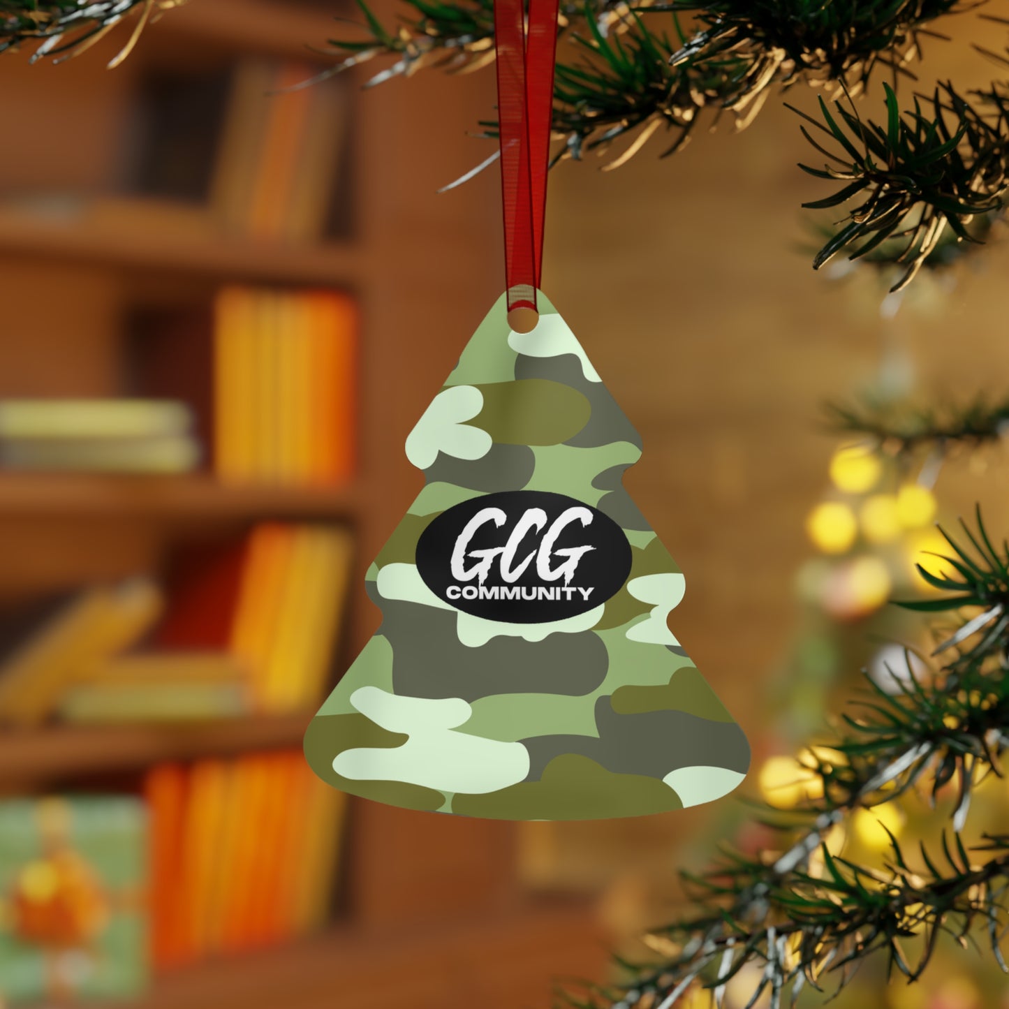 Camo Fur Metal Christmas Ornament