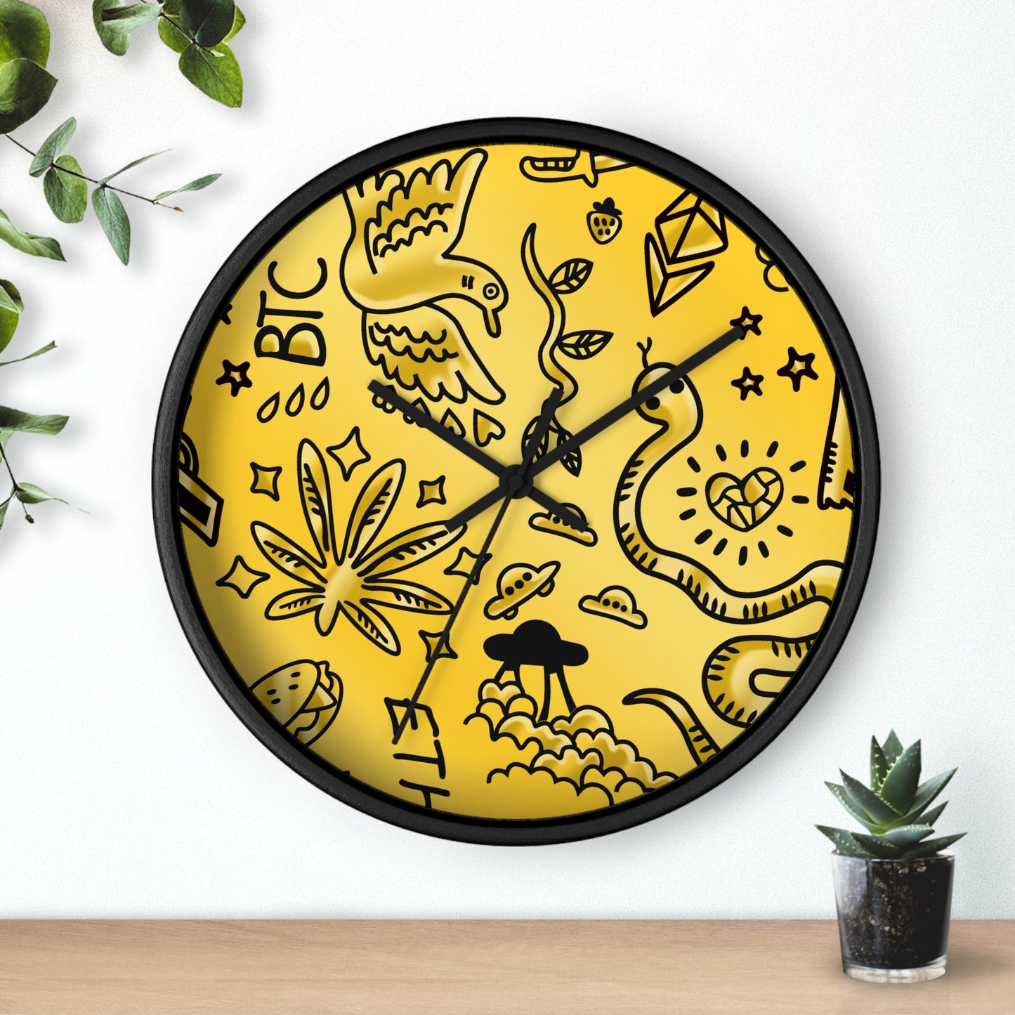 Gold Tat Fur Wall Clock