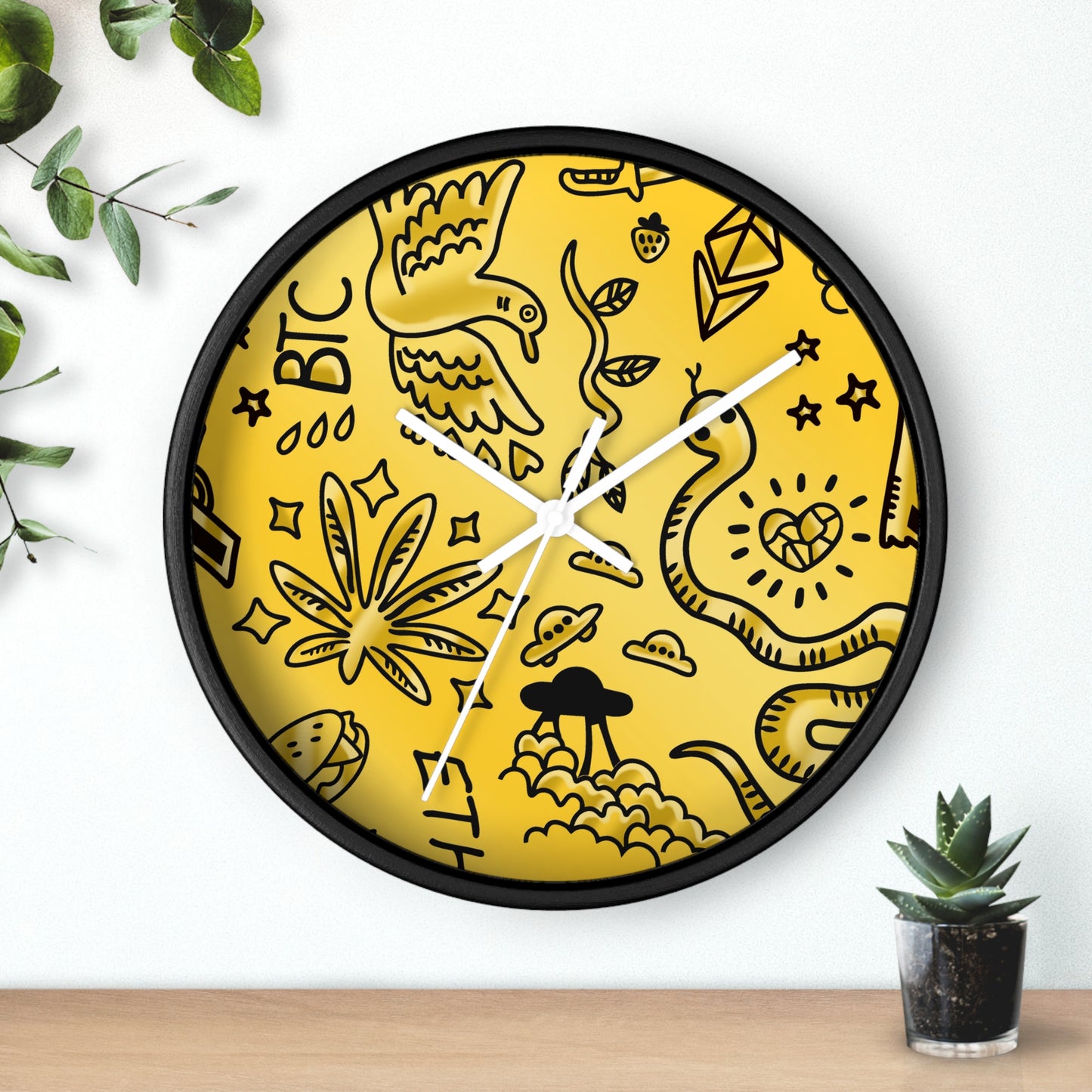 Gold Tat Fur Wall Clock