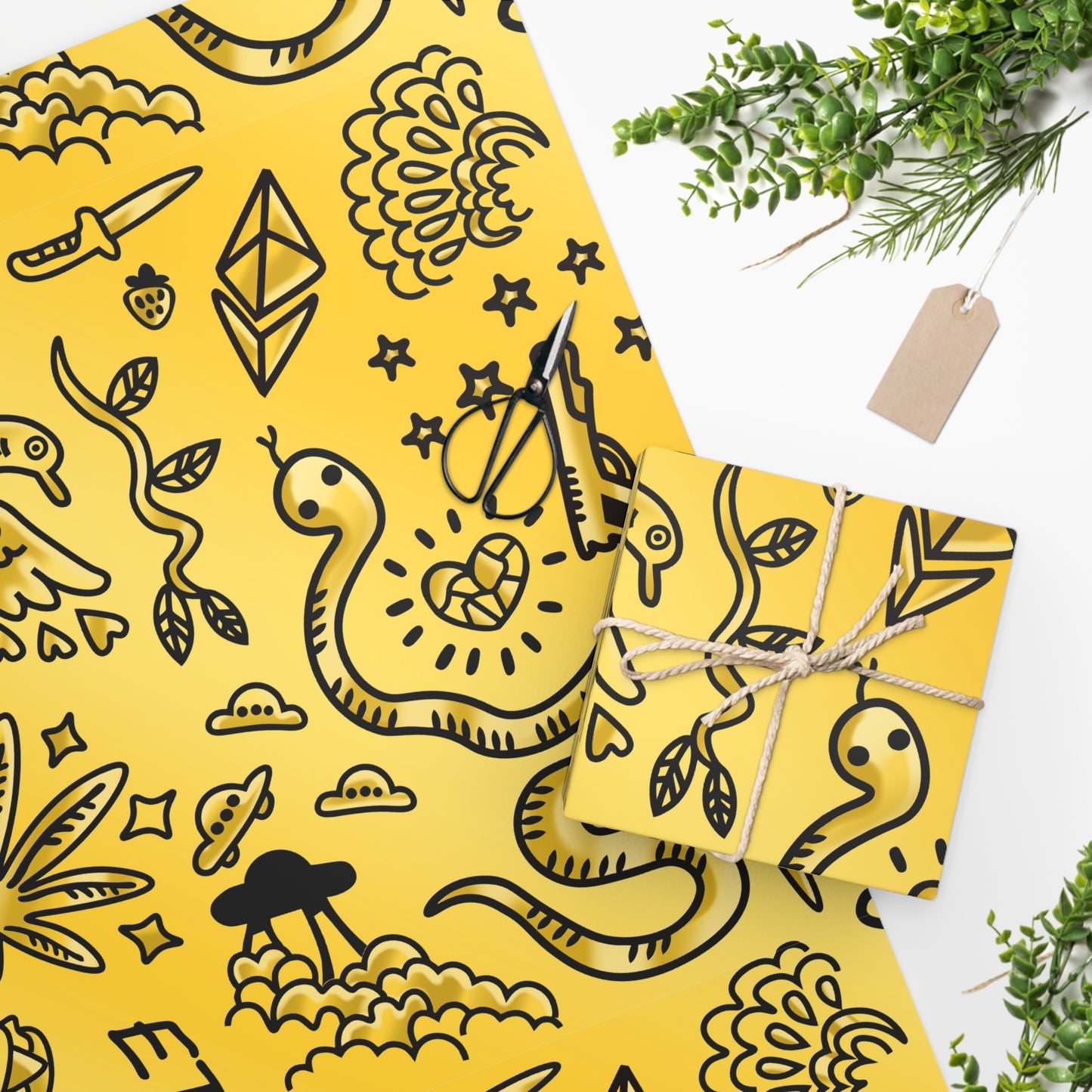 Gold Tat Fur Wrapping Paper