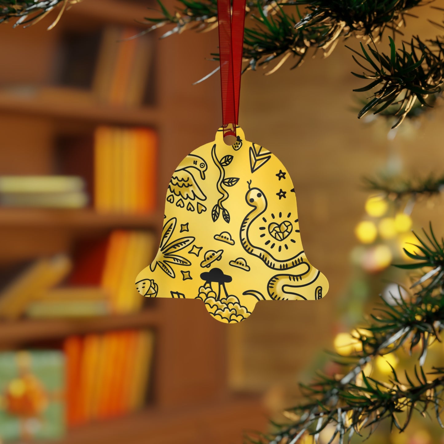 Gold Tat Fur Metal Christmas Ornament