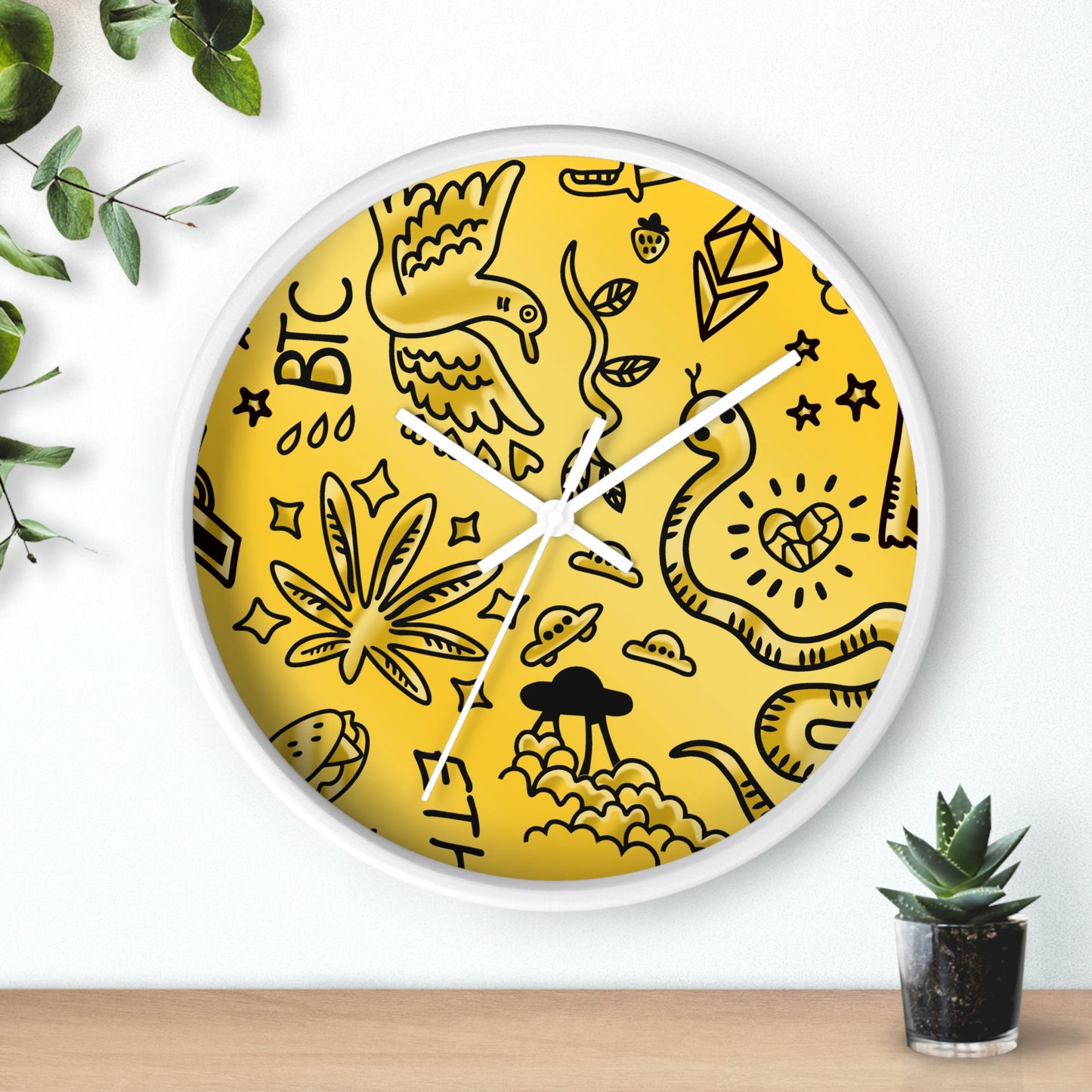Gold Tat Fur Wall Clock