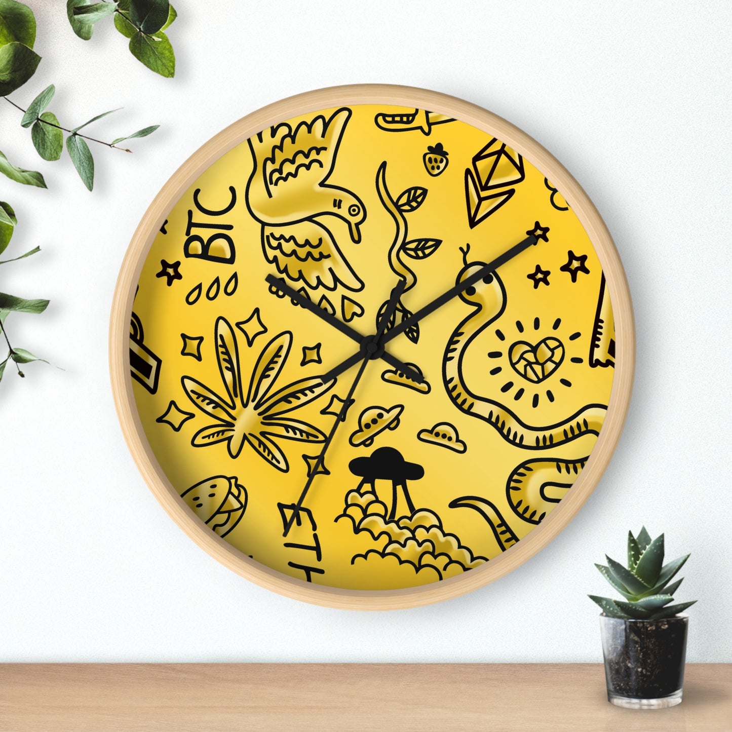 Gold Tat Fur Wall Clock
