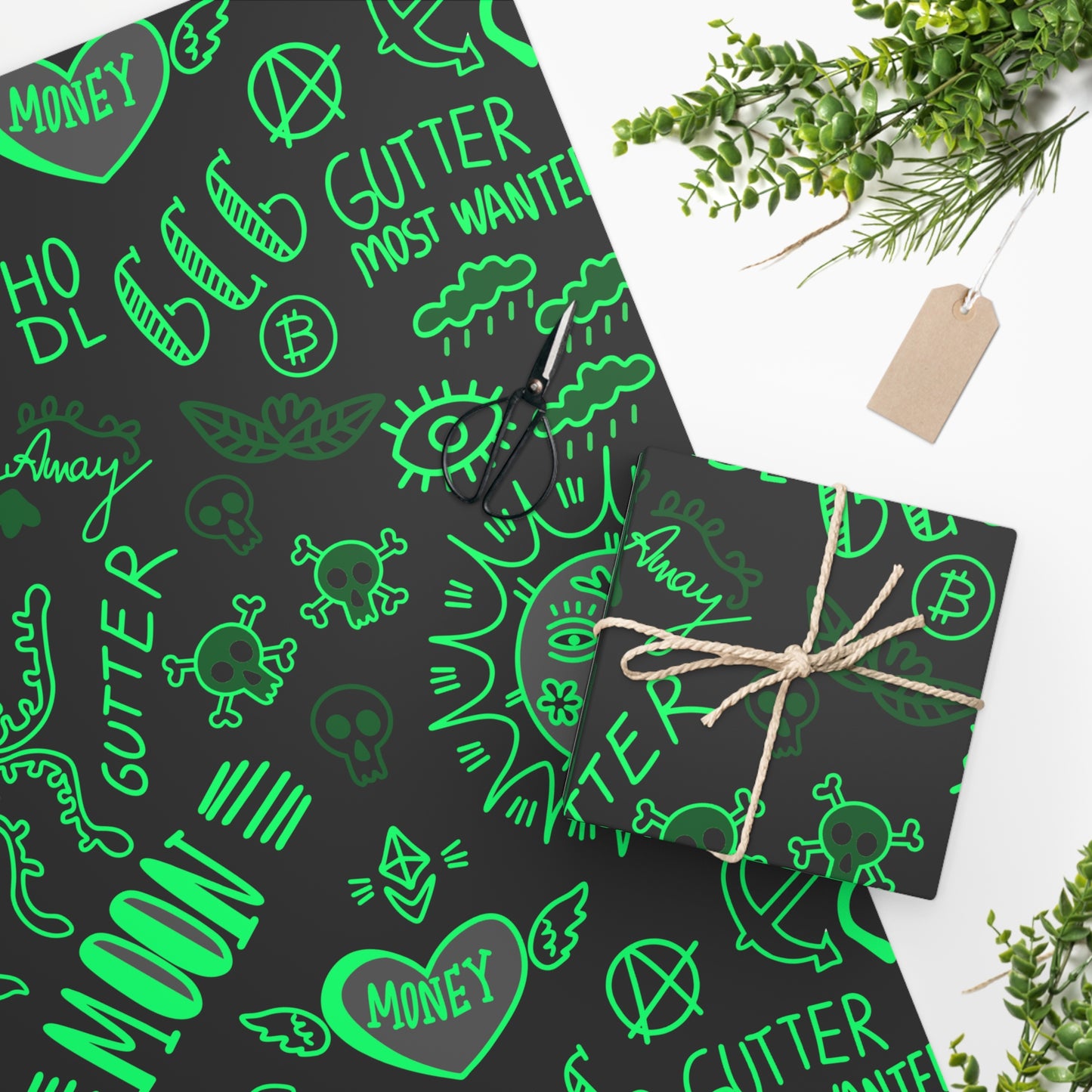 Green Tat Fur Wrapping Paper