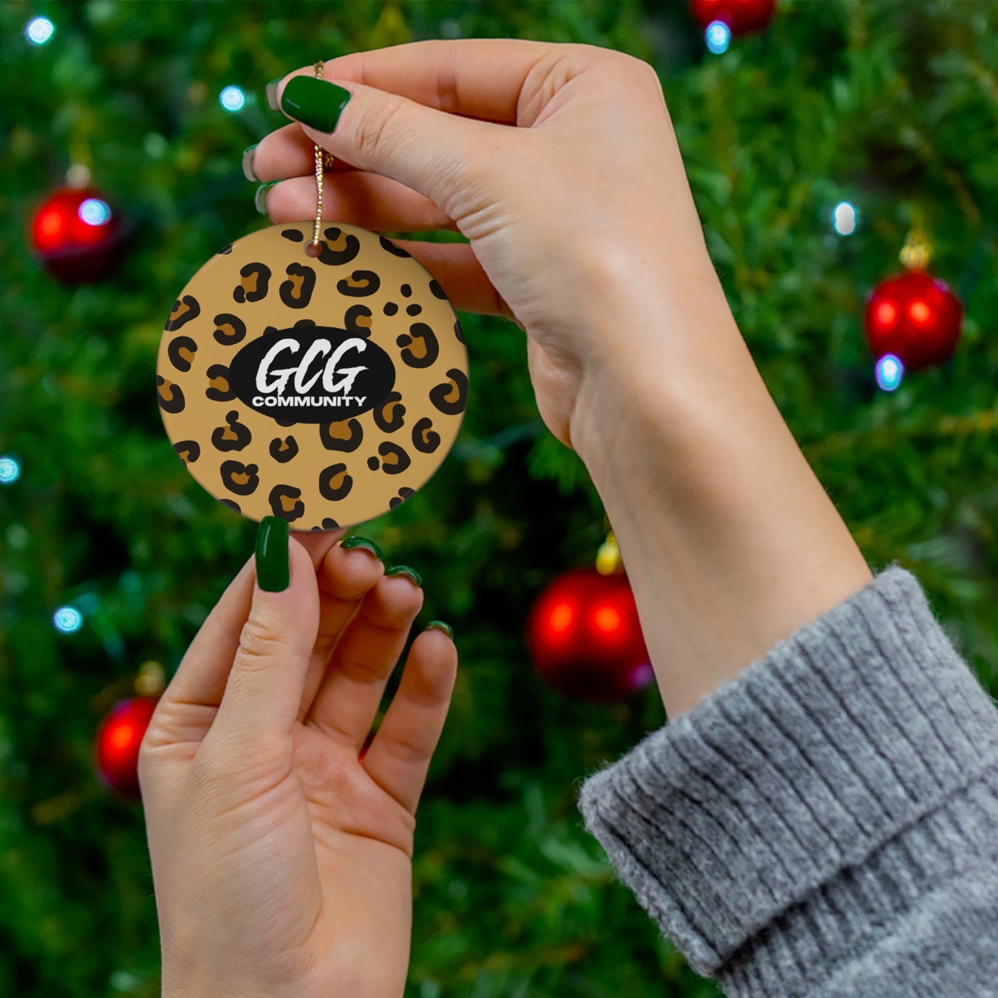 Leopard Fur Ceramic Christmas Ornament