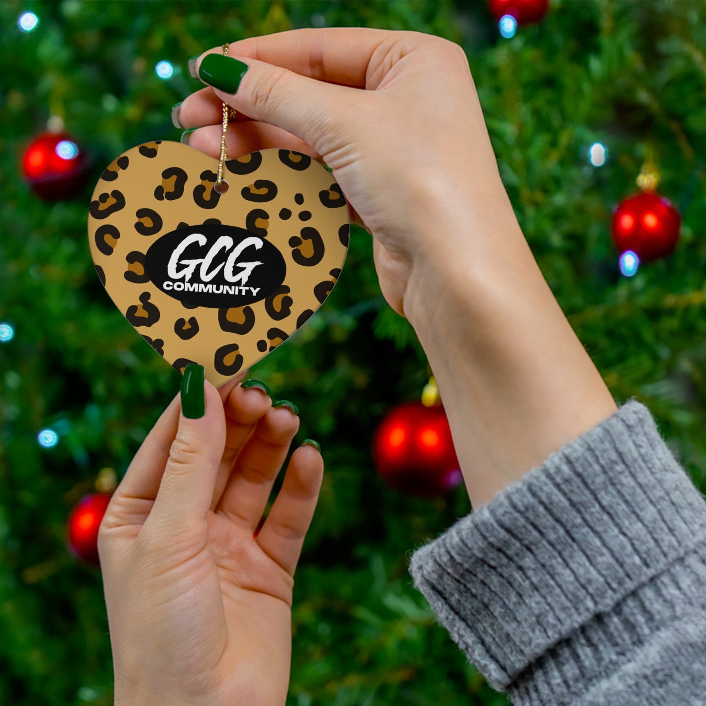 Leopard Fur Ceramic Christmas Ornament