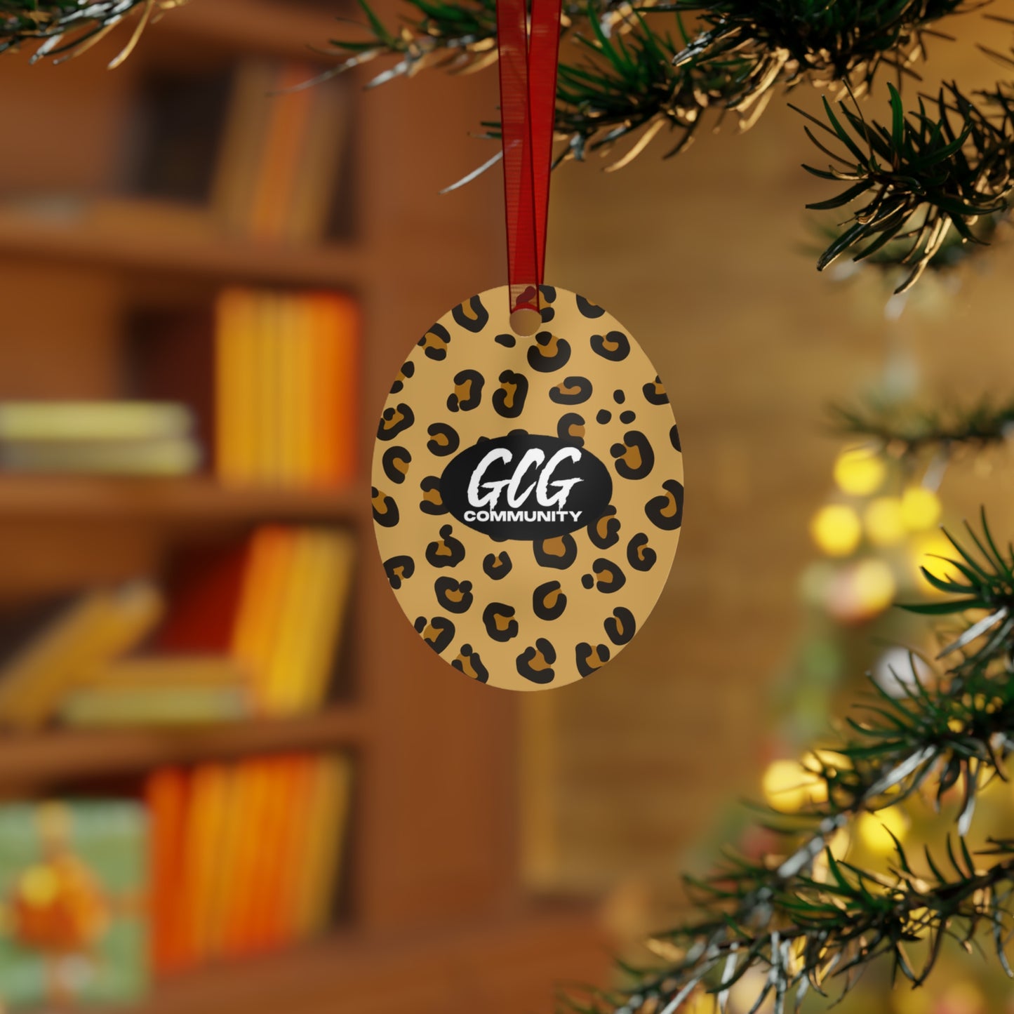 Leopard Fur Metal Christmas Ornament