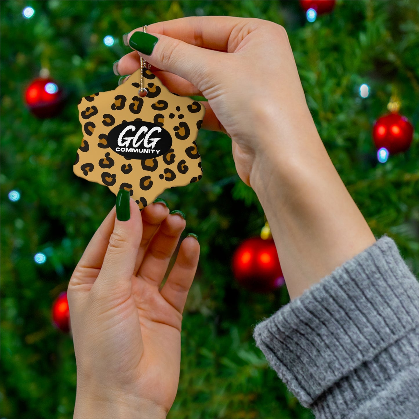 Leopard Fur Ceramic Christmas Ornament