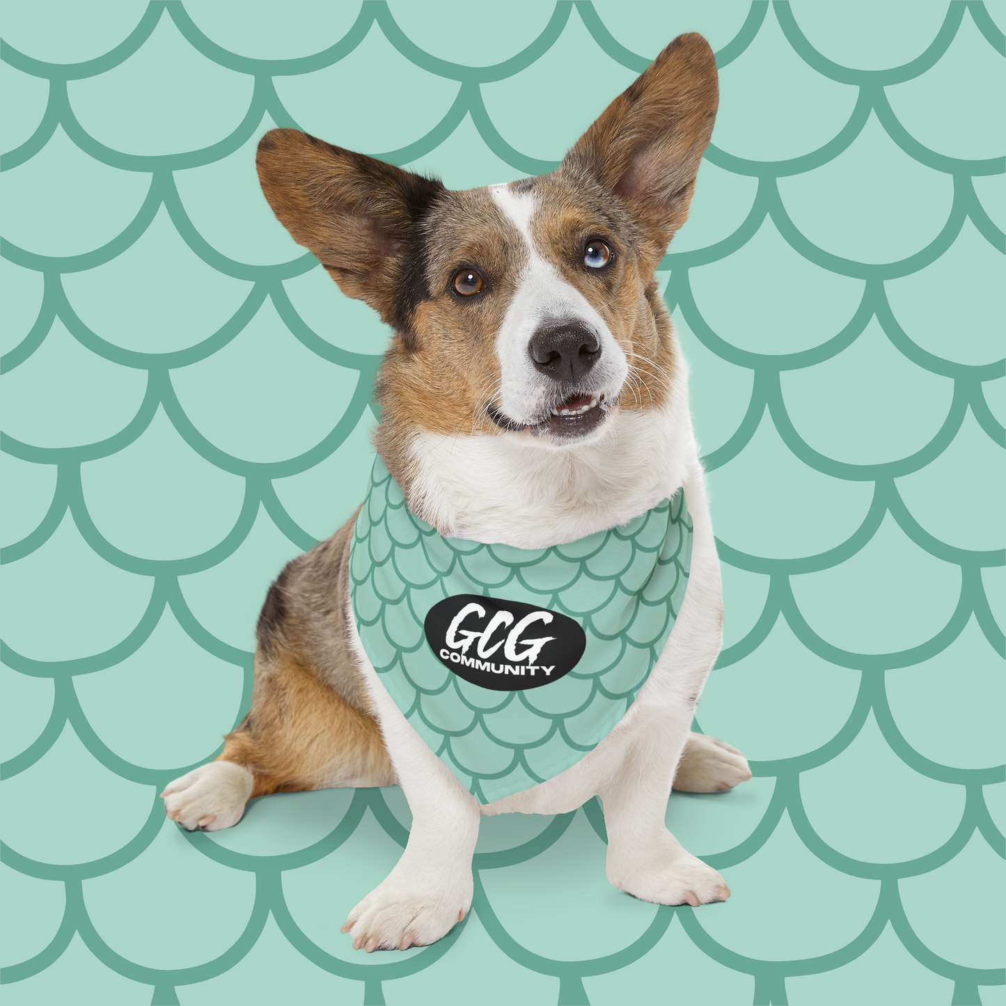 Fish Scale Fur Pet Bandana Collar