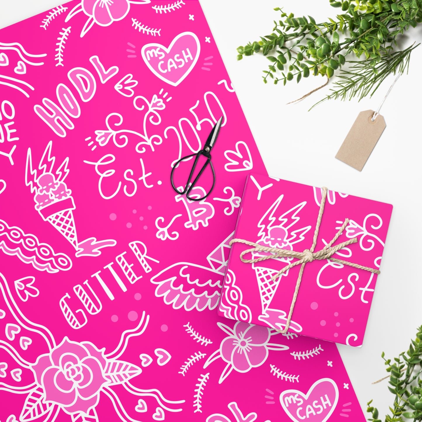 Pink Tat Fur Wrapping Paper