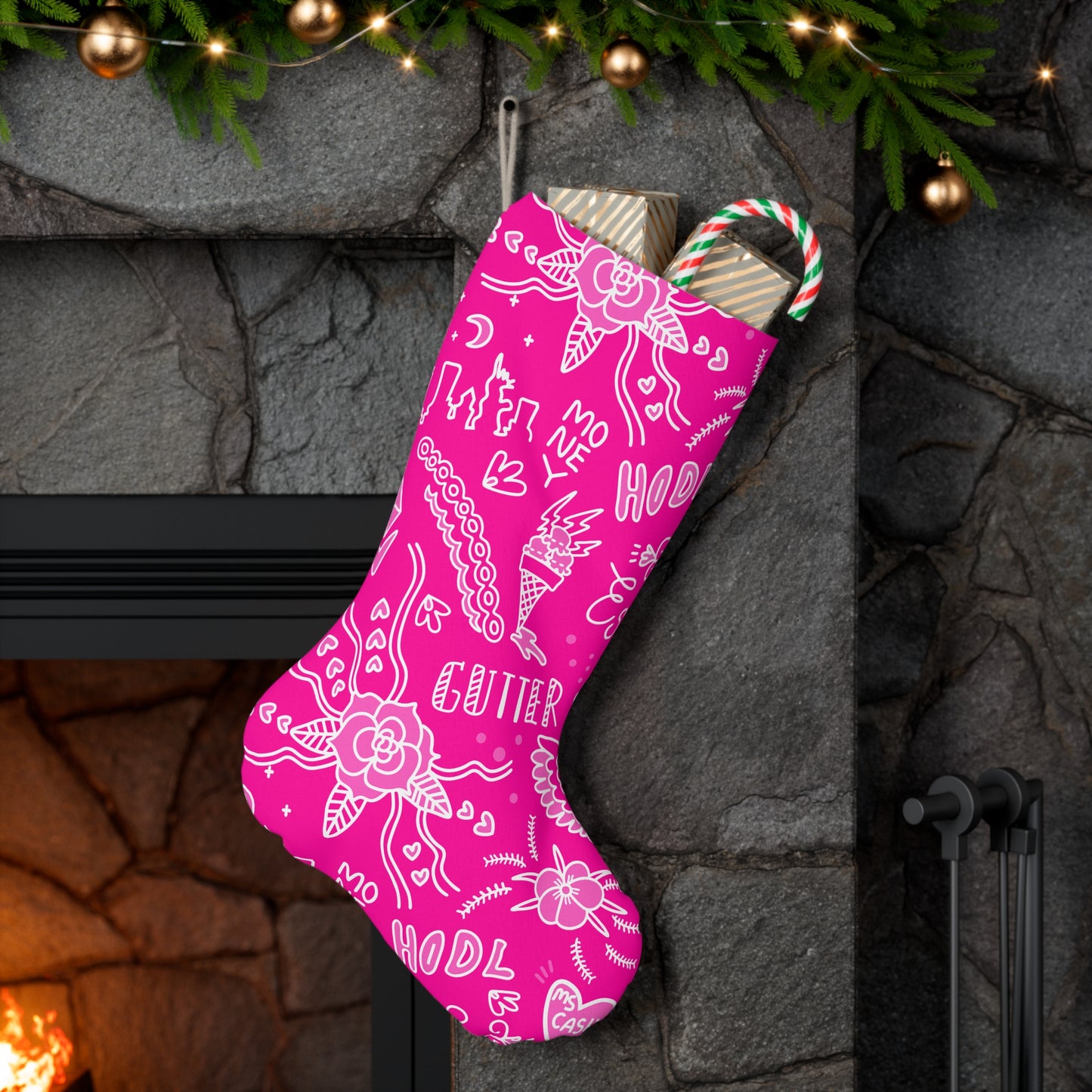 Pink Tat Fur Stocking