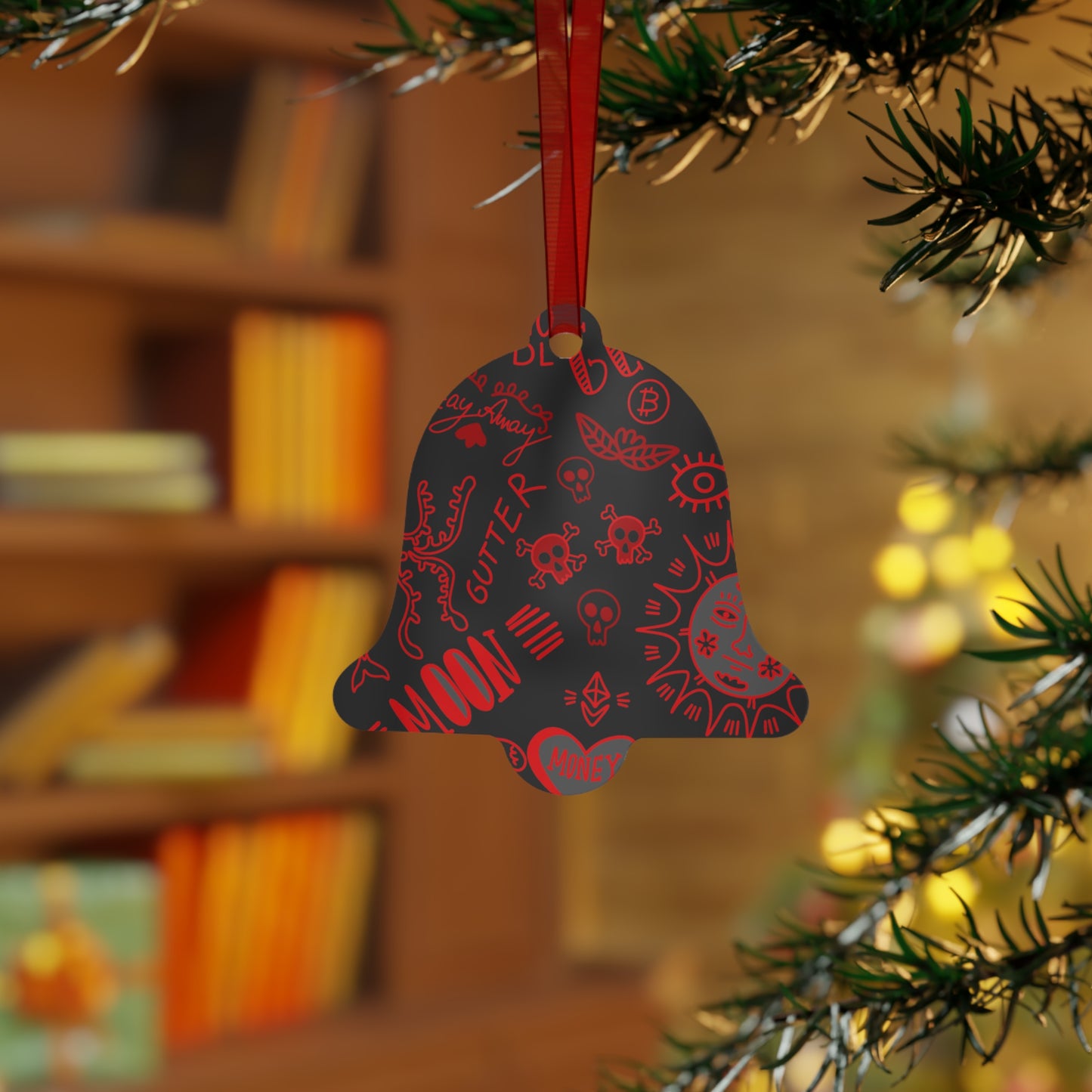 Red Tat Fur Metal Christmas Ornament