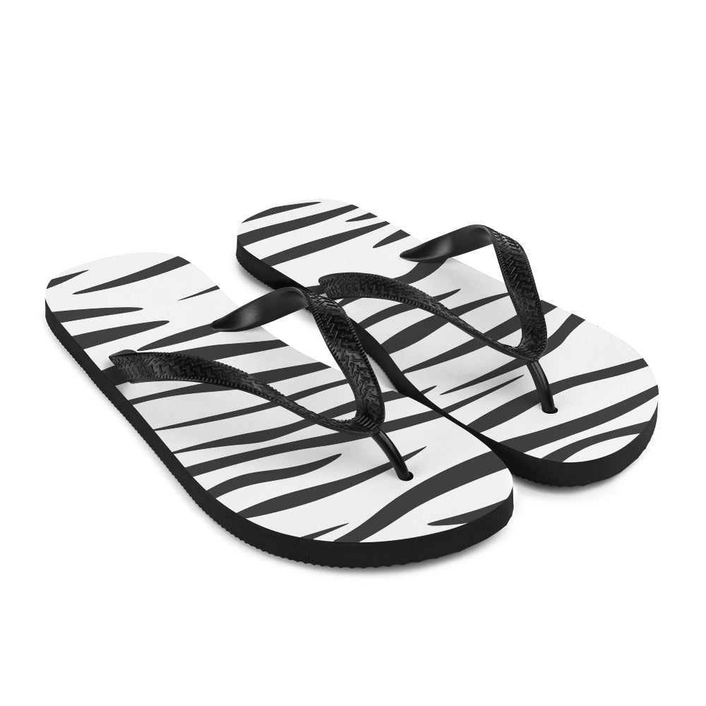 White Tiger Fur Flip-Flops
