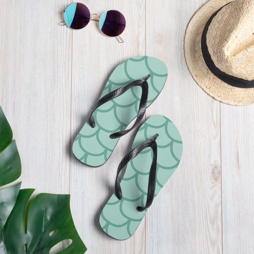 Fish Scale Fur Flip-Flops