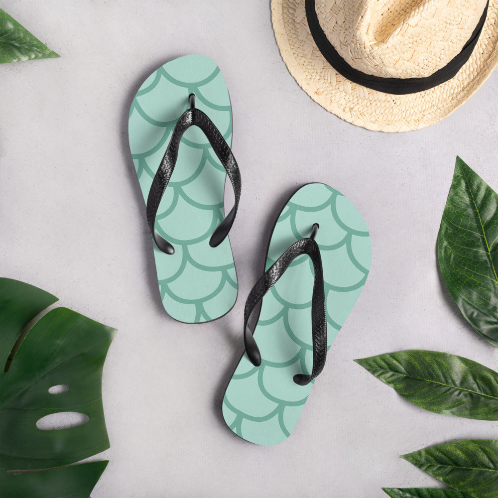 Fish Scale Fur Flip-Flops