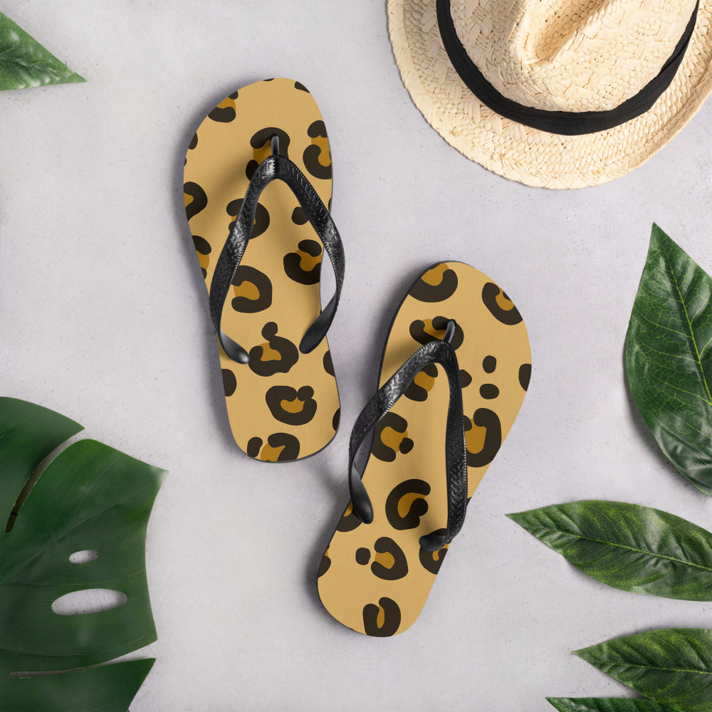 Leopard Fur Flip-Flops