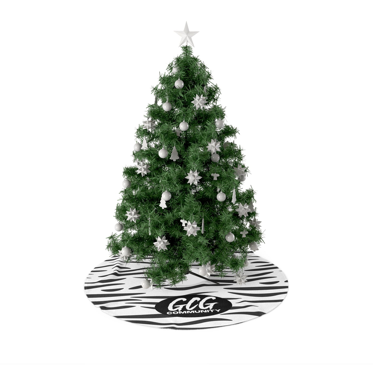 White Tiger Fur Christmas Tree Skirt