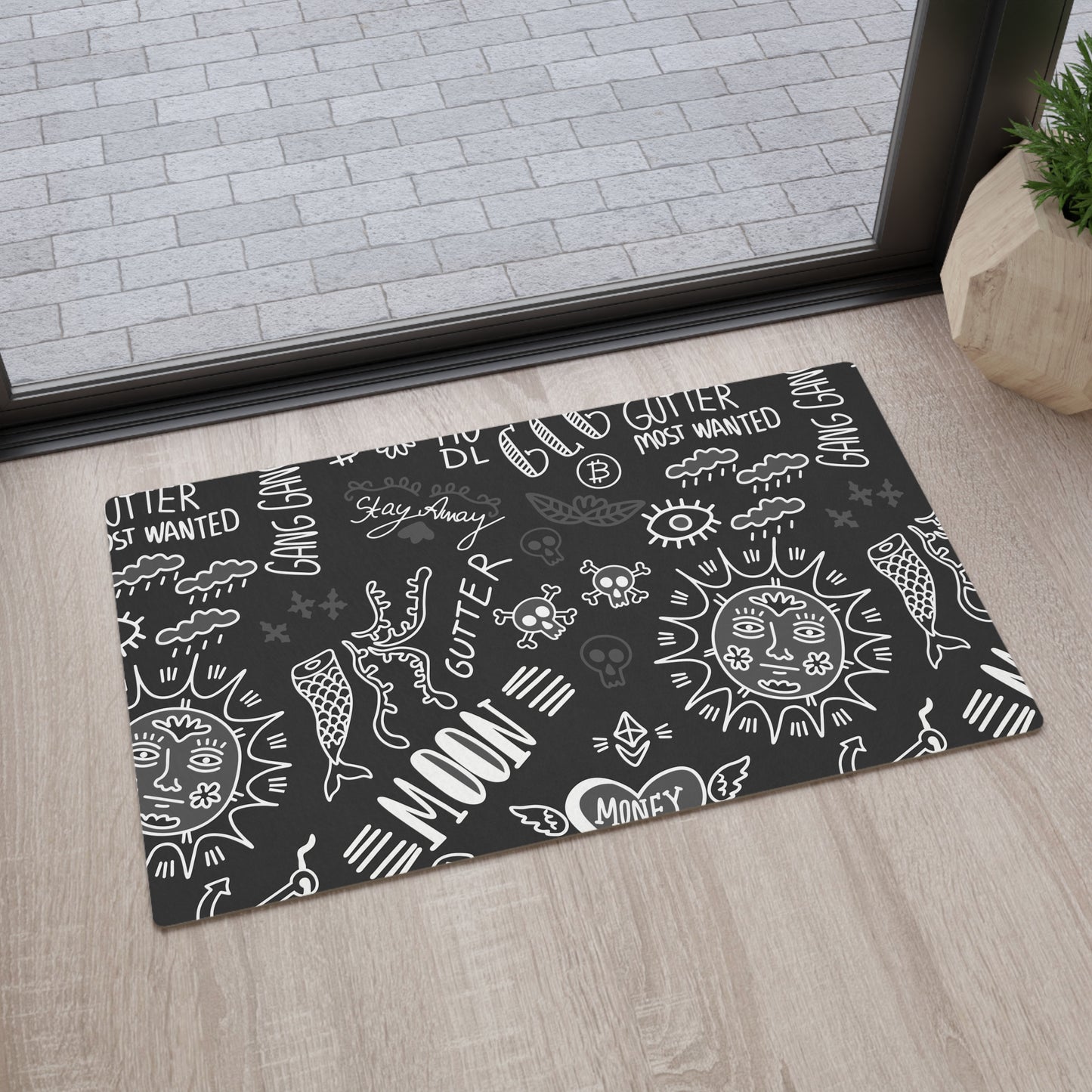 Black Tat Fur Floor Mat